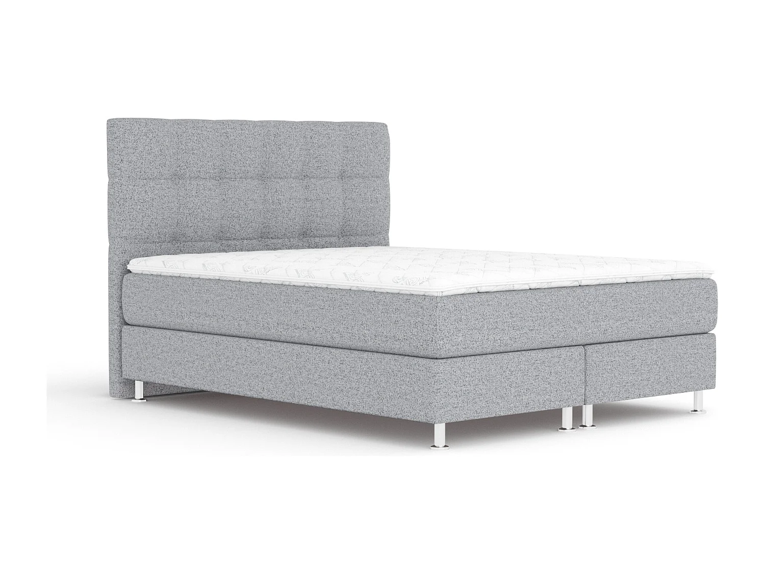 Boxspringbett aus Webstoff Chanton - Matratze - Toppermatratze - 140x200 cm - grau
