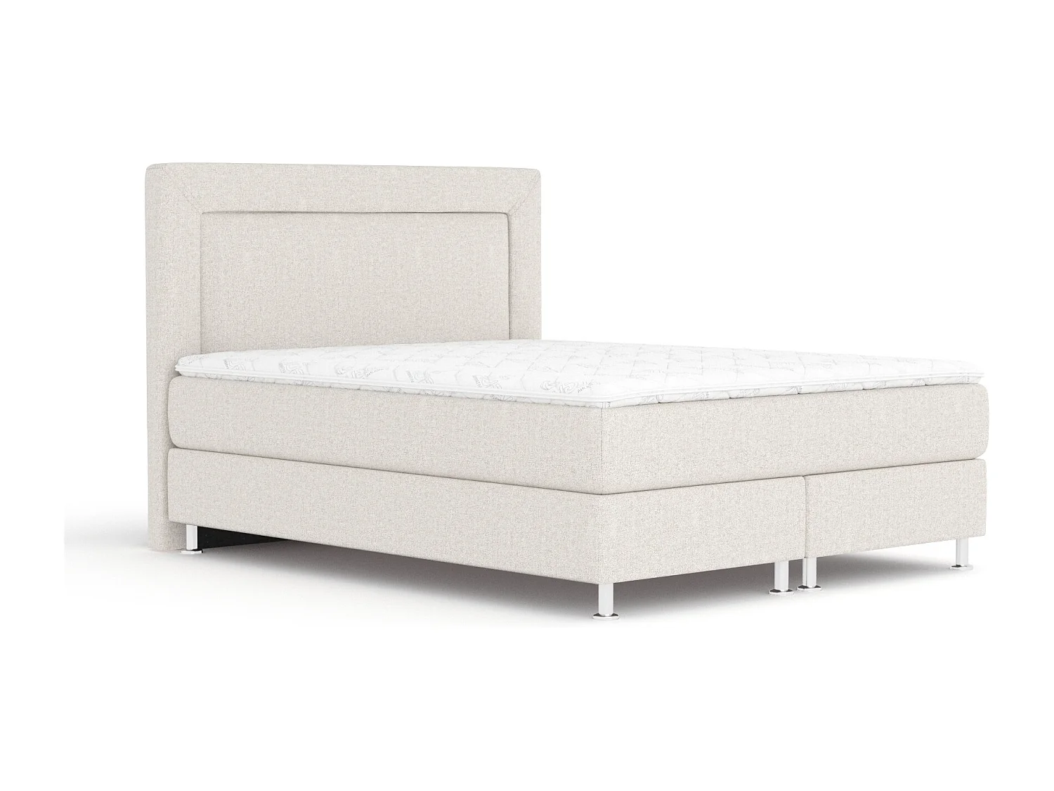 Boxspringbett aus Webstoff Laguno - Matratze - Toppermatratze - 200x200 cm - beige