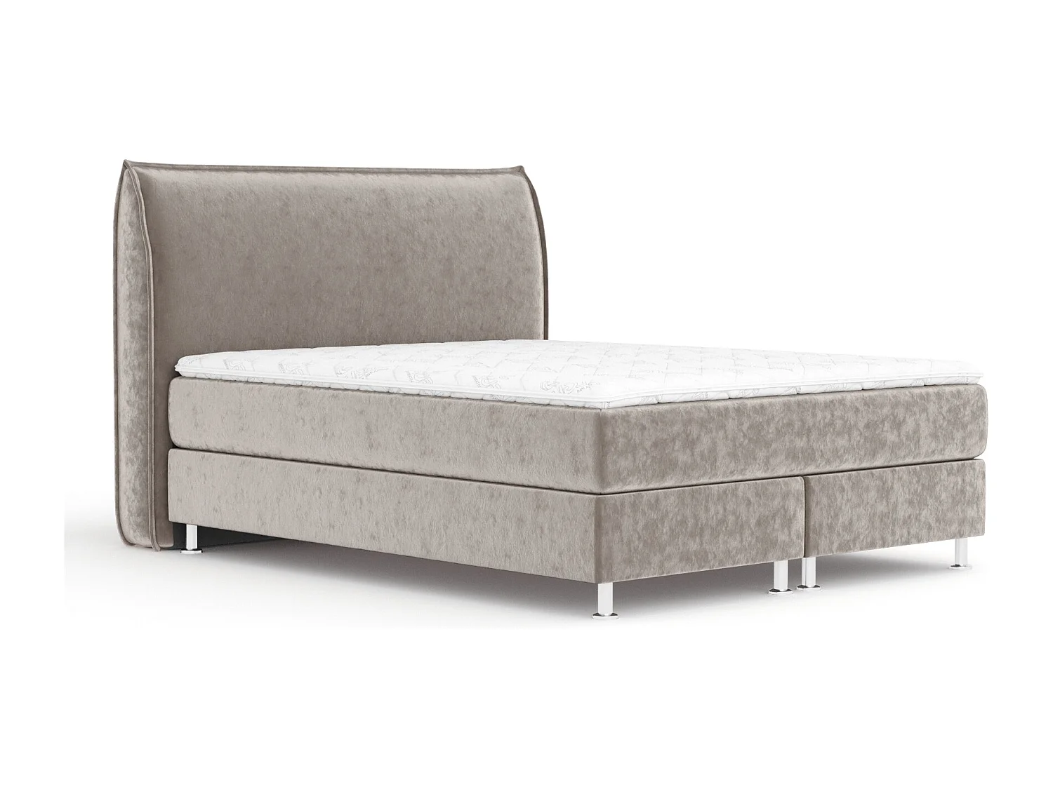 Lit boxspring en tissu velours Chermin - matelas - surmatelas - 200x200 cm - taupe
