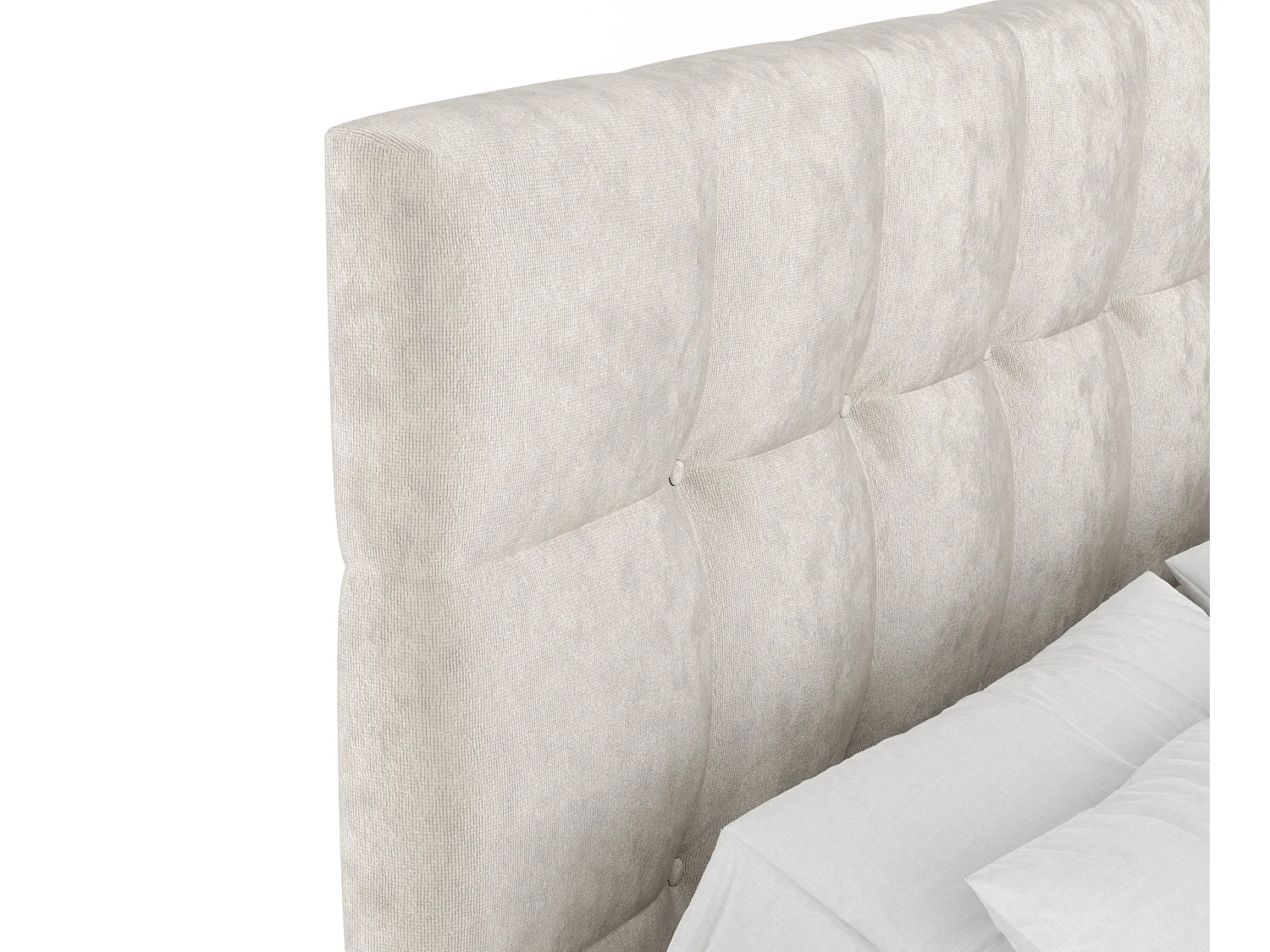 Boxspringbett aus Samtstoff Chanton - Matratze - Toppermatratze - 140x200 cm - hellbeige