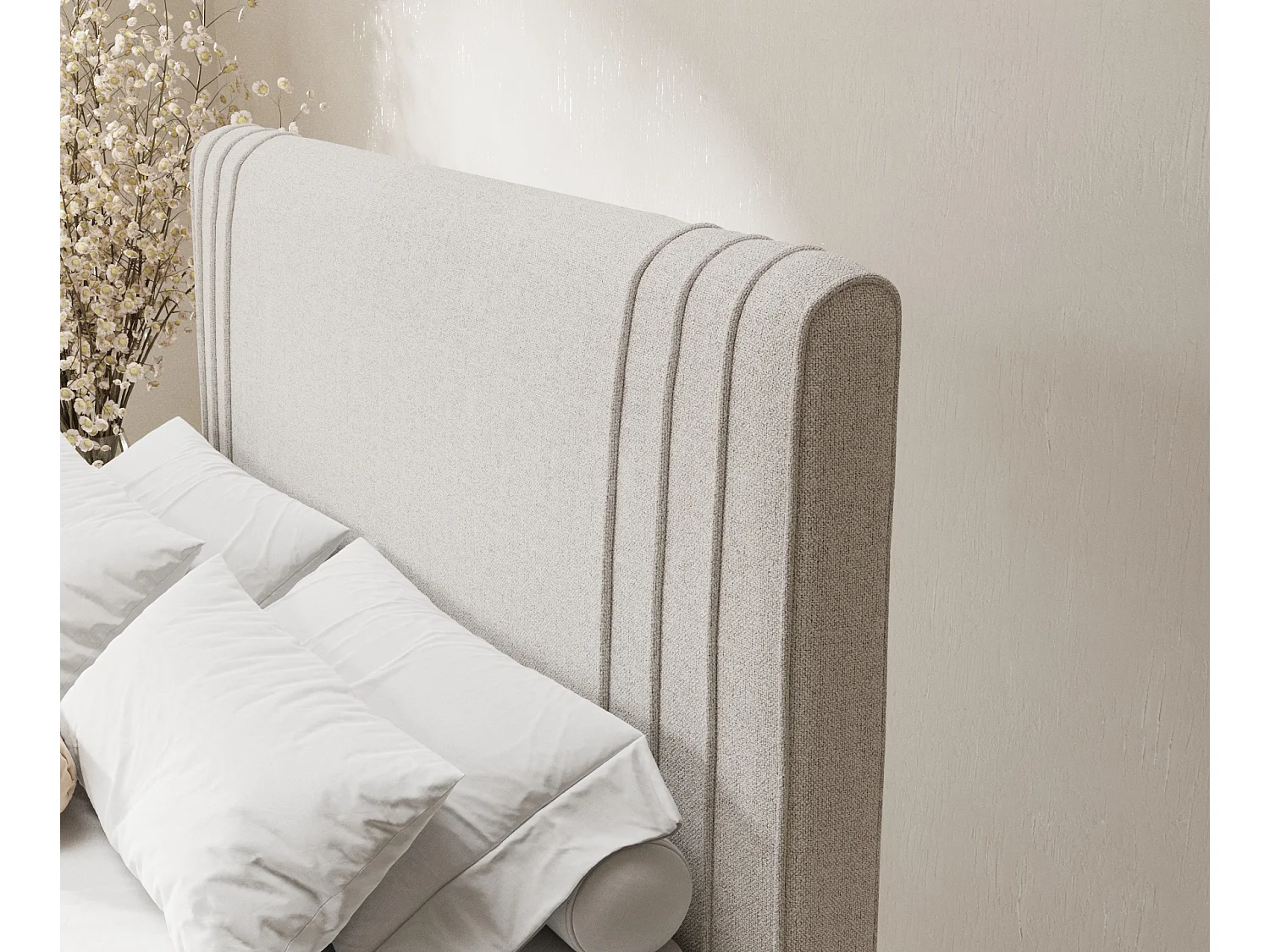 Lit boxspring en toile tissée Casone - matelas - surmatelas - 200x200 cm - beige