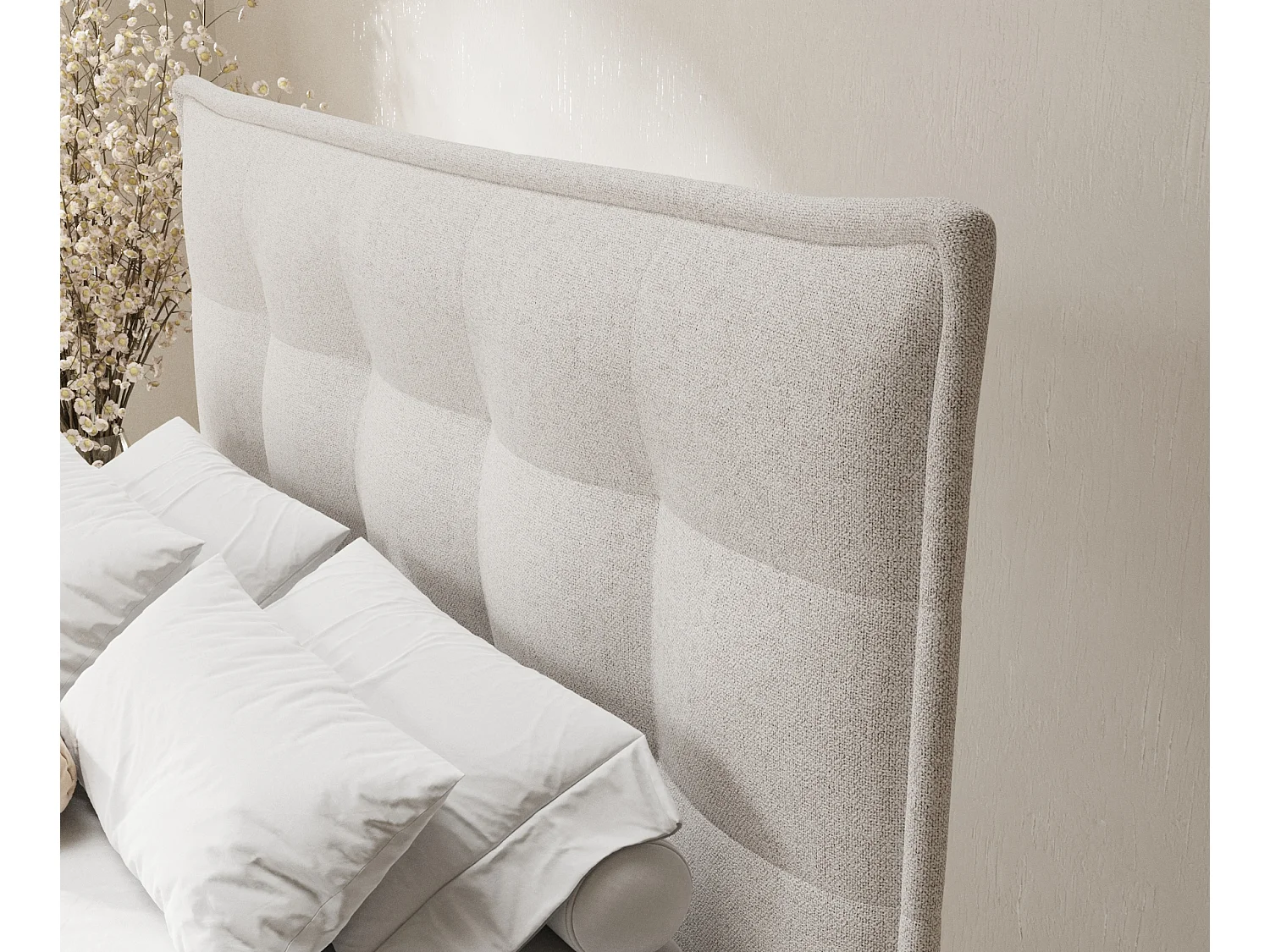 Lit boxspring en toile tissée Minori - matelas - surmatelas - 140x200 cm - beige