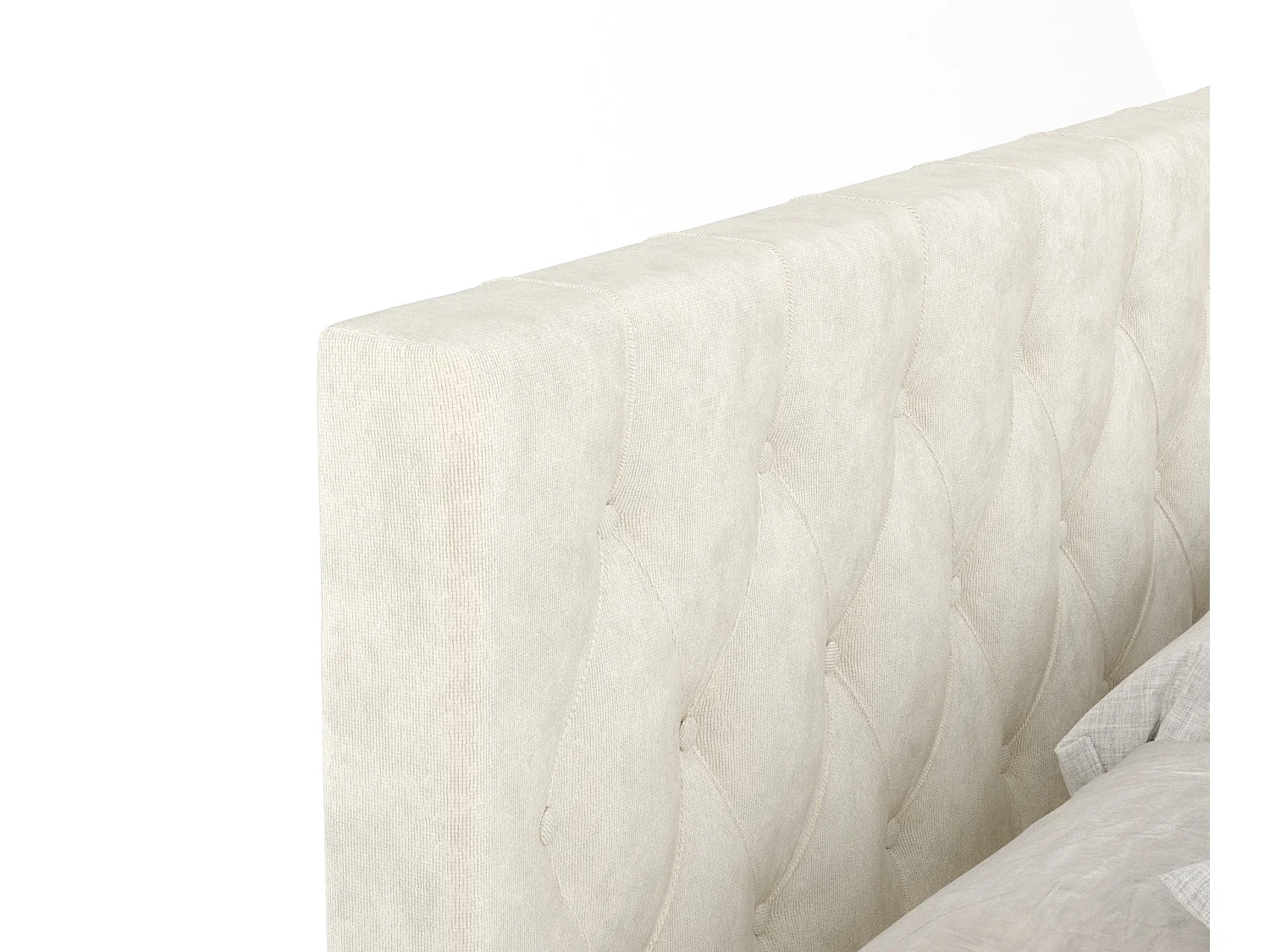 Lit boxspring en tissu velours Excelsior - matelas - surmatelas - 180x200 cm - creme