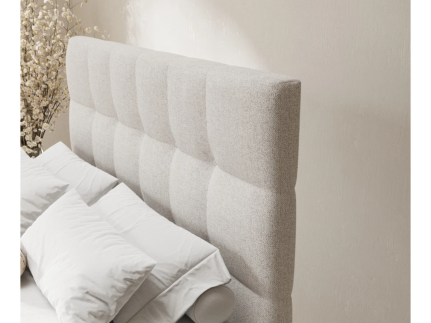 Boxspringbett aus Webstoff Chanton - Matratze - Toppermatratze - 160x200 cm - beige