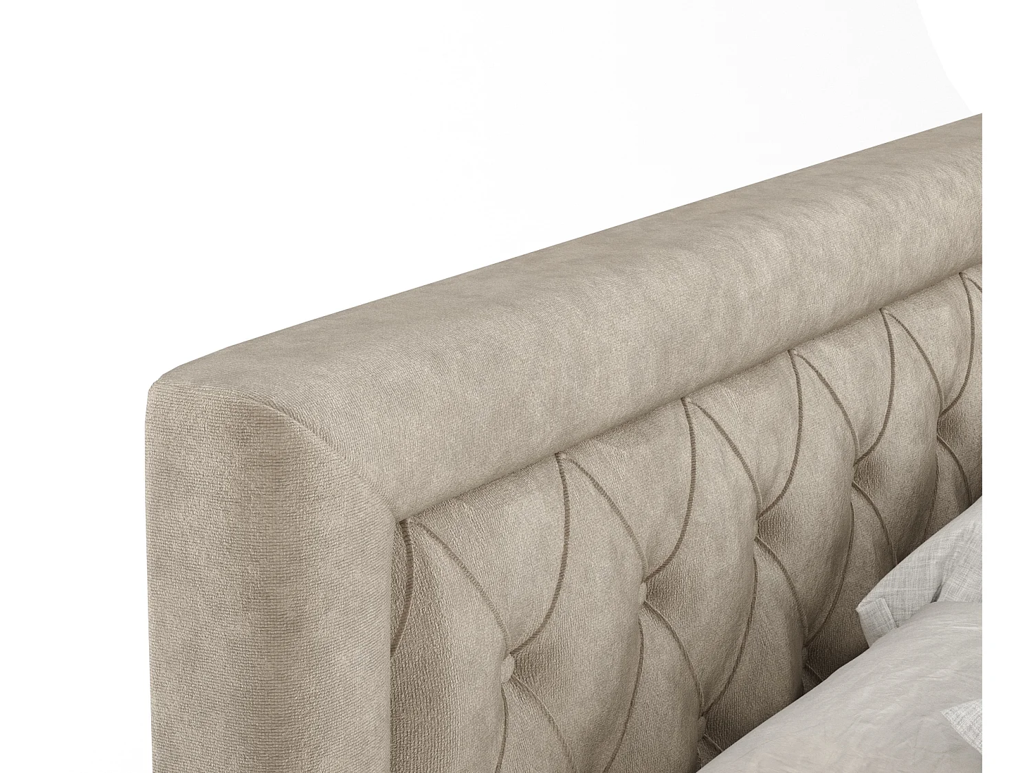 Lit boxspring en tissu velours Lavello - matelas - surmatelas - 160x200 cm - beige