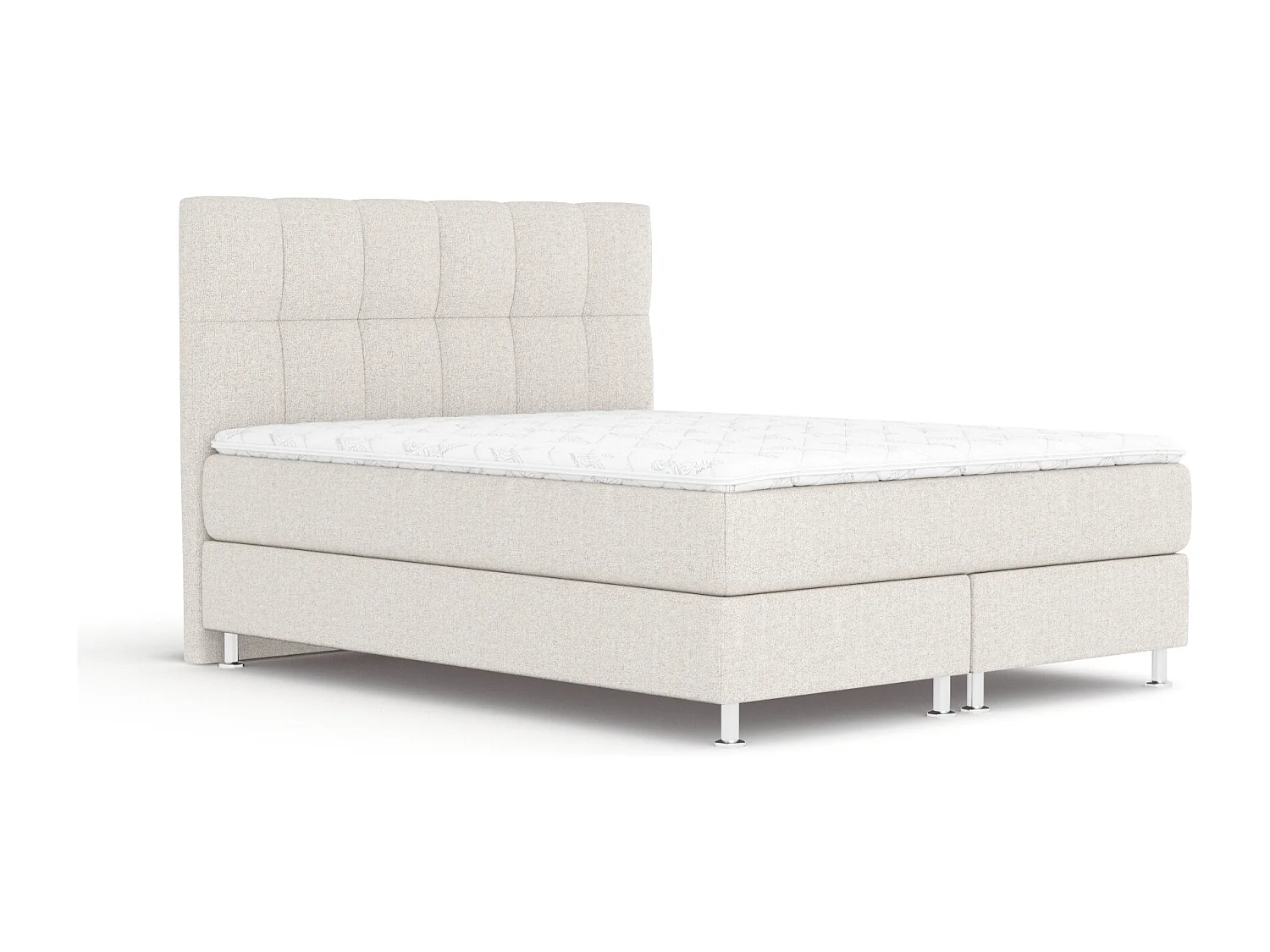 Boxspringbett aus Webstoff Elisio - Matratze - Toppermatratze - 200x200 cm - beige