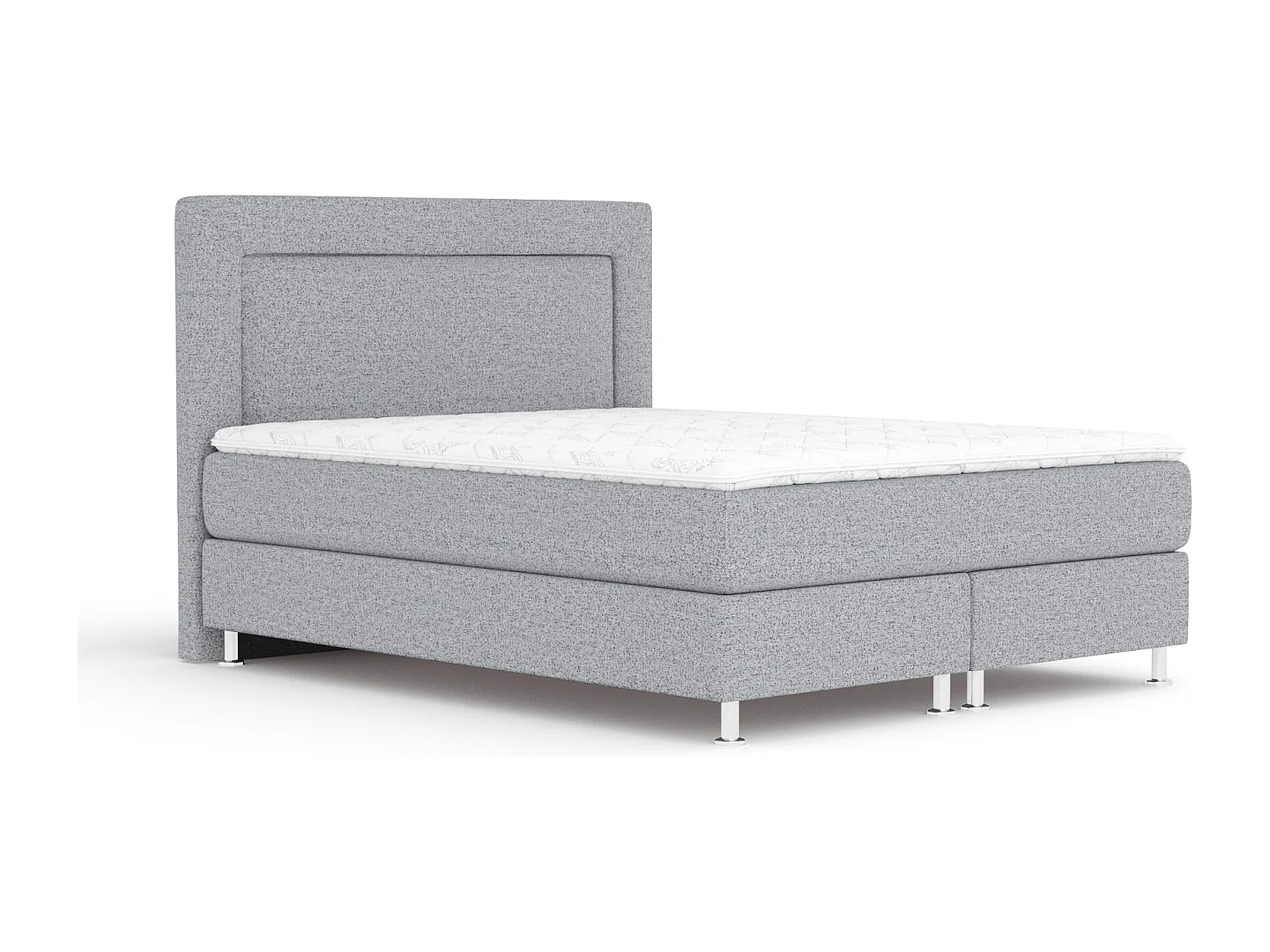 Boxspringbett aus Webstoff Laguno - Matratze - Toppermatratze - 140x200 cm - grau