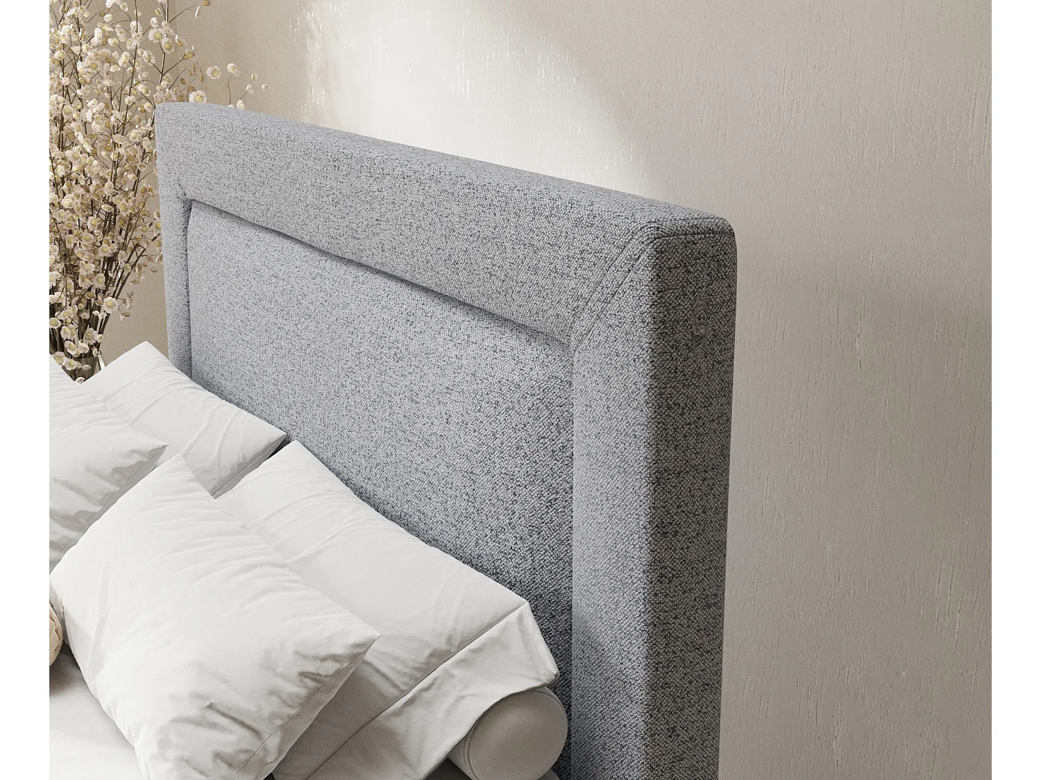 Boxspringbett aus Webstoff Laguno - Matratze - Toppermatratze - 140x200 cm - grau