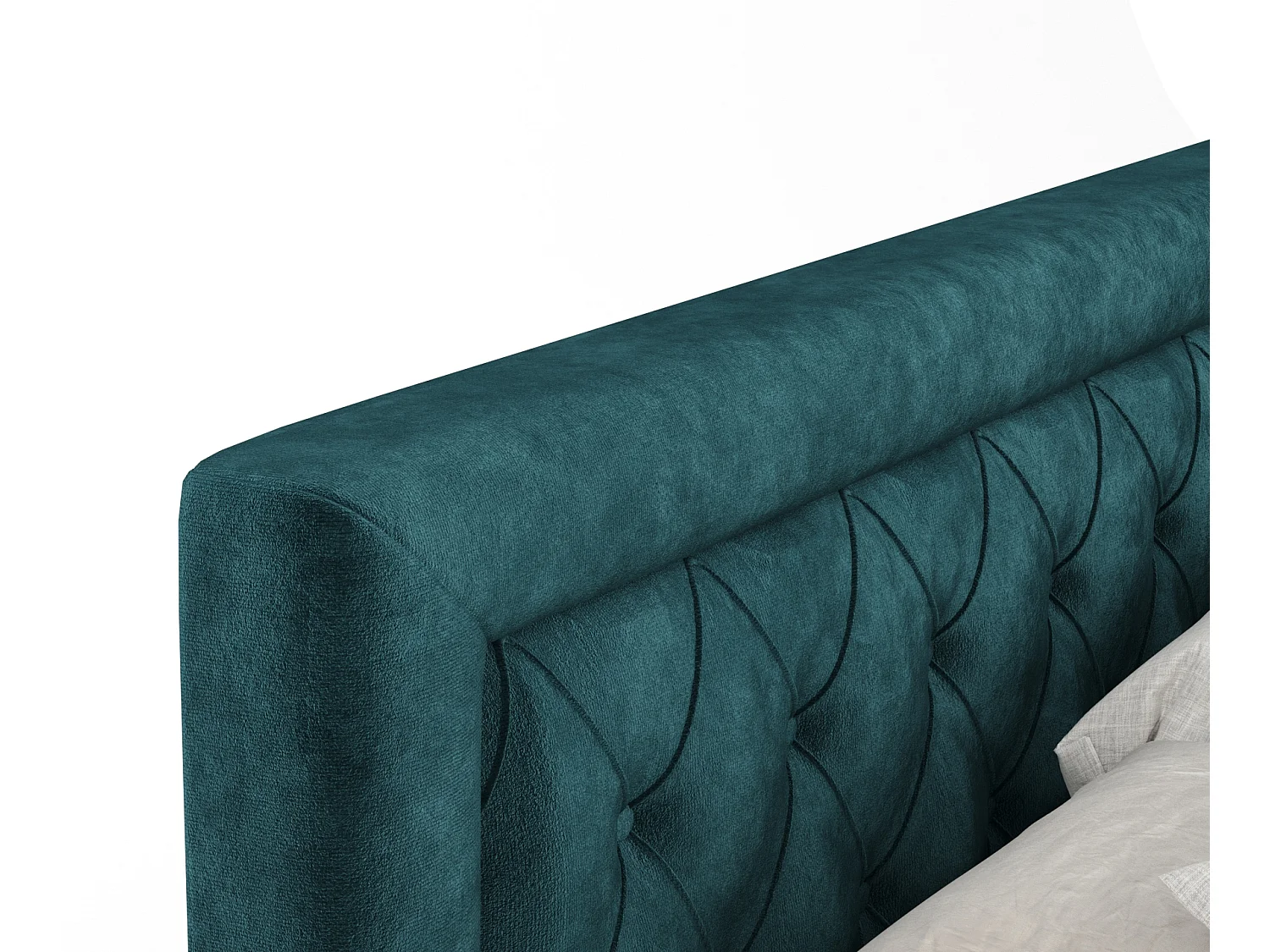 Lit boxspring en tissu velours Lavello - matelas - surmatelas - 140x200 cm - turquoise