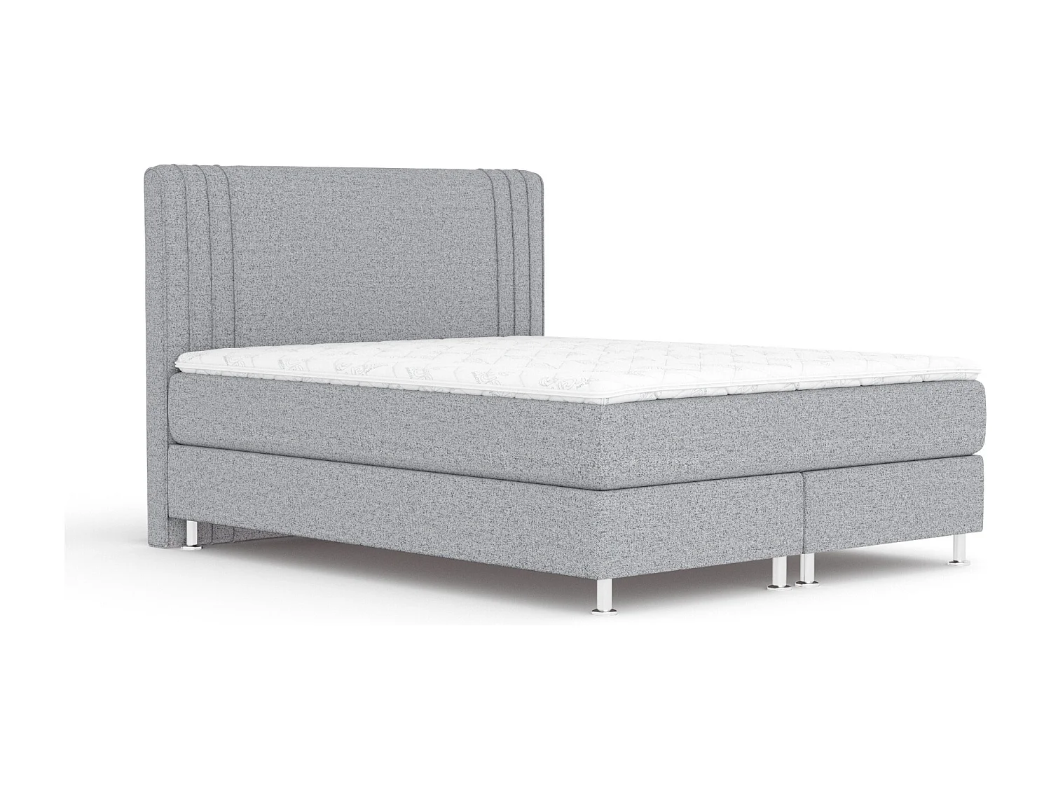 Boxspringbett aus Webstoff Casone - Matratze - Topper - 140x200 cm - grau