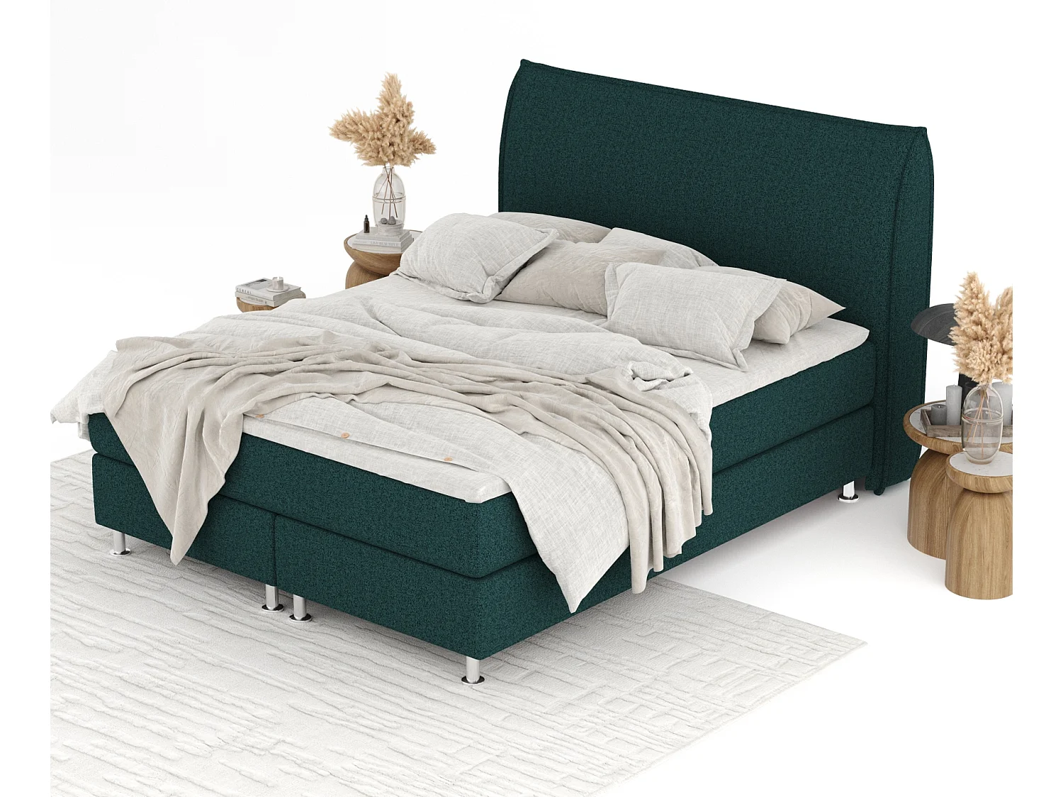 Lit boxspring en toile tissée Chermin - matelas - surmatelas - 200x200 cm - vert