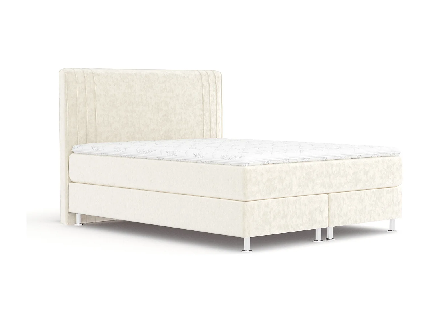 Lit boxspring en tissu velours Casone - matelas - surmatelas - 200x200 cm - creme
