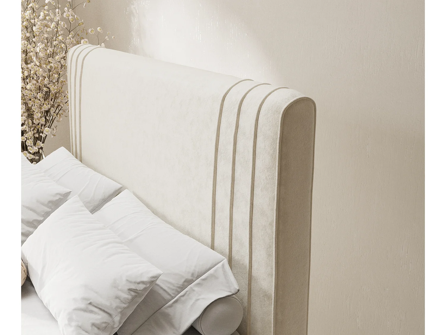 Lit boxspring en tissu velours Casone - matelas - surmatelas - 200x200 cm - creme