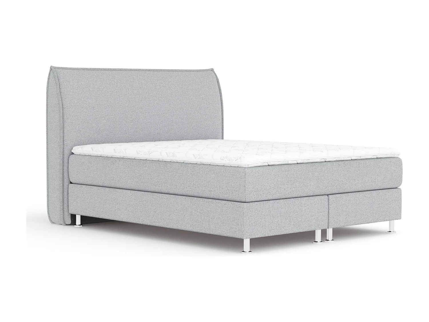 Lit boxspring en toile tissée Chermin - matelas - surmatelas - 200x200 cm - gris clair