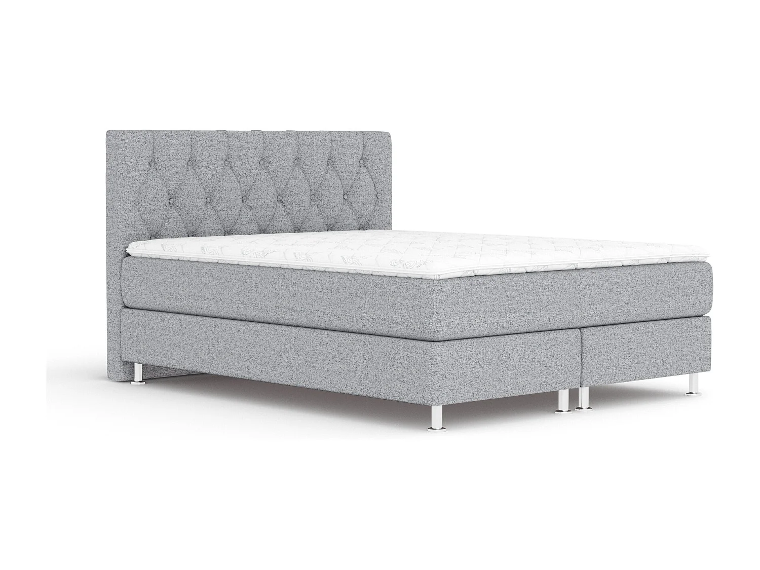 Boxspringbett aus Webstoff Excelsior - Matratze - Toppermatratze - 160x200 cm - grau