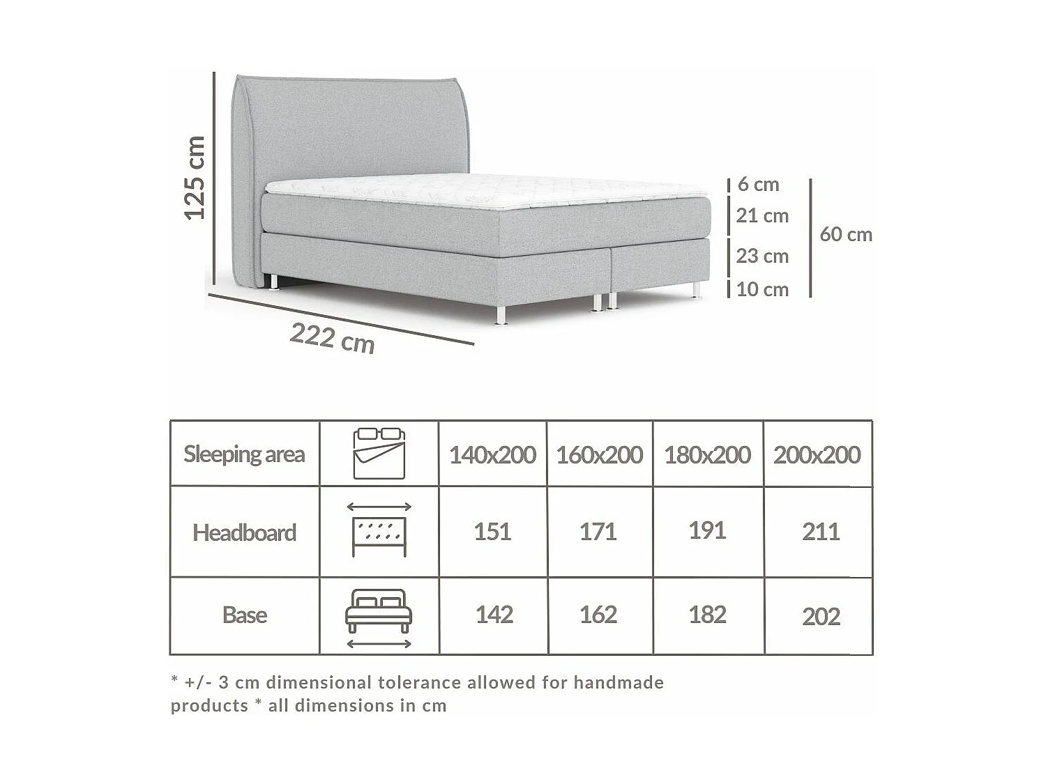 Lit boxspring en toile tissée Chermin - matelas - surmatelas - 160x200 cm - noir
