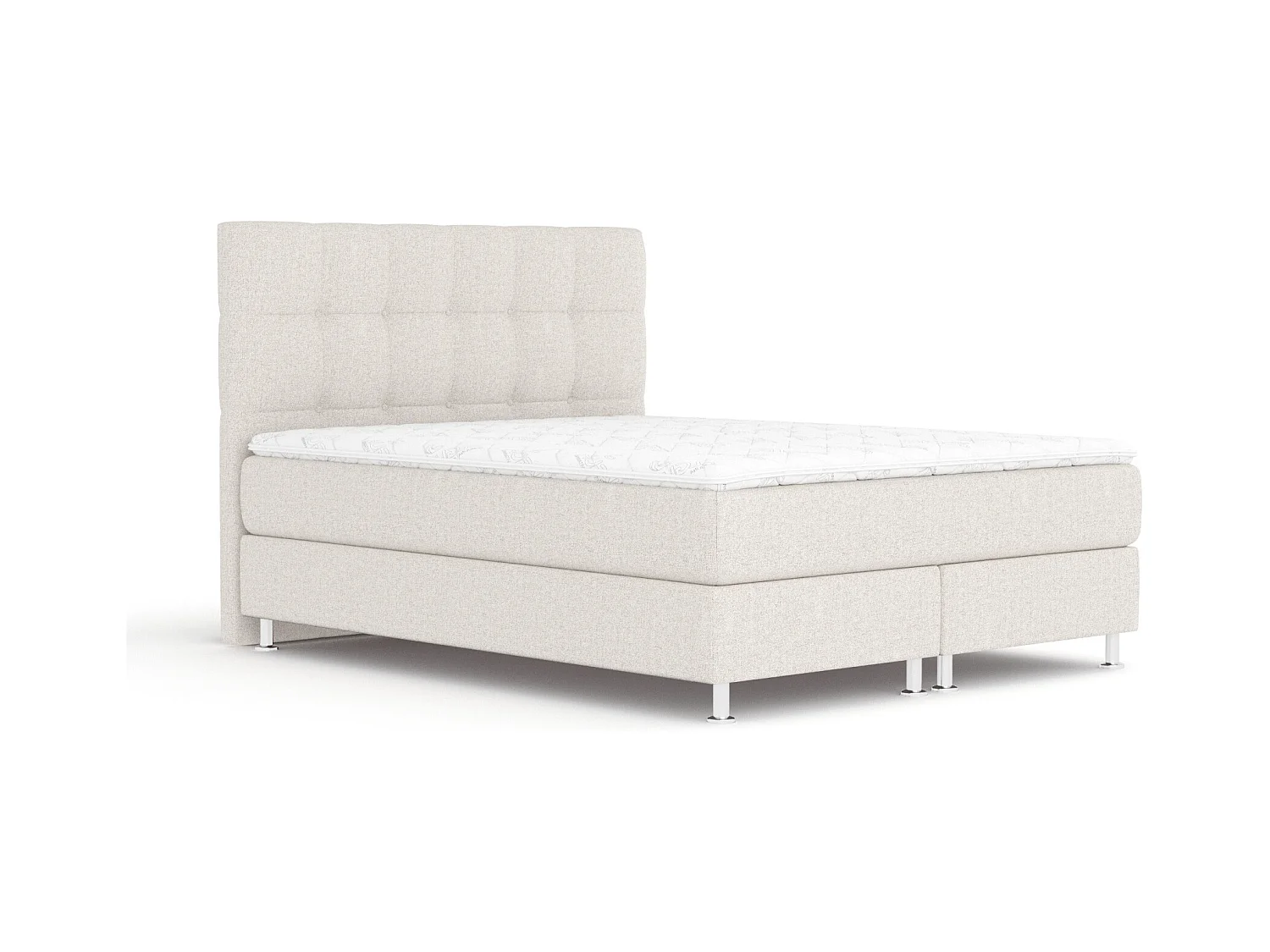 Lit boxspring en toile tissée Chanton - matelas - surmatelas - 140x200 cm - beige