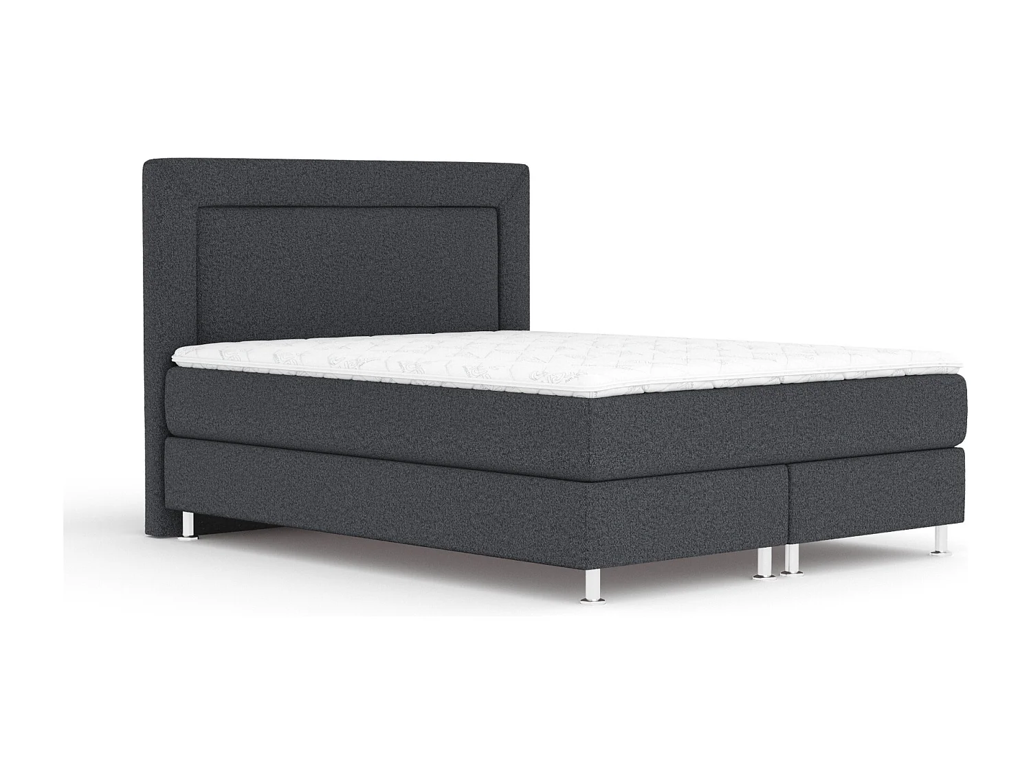 Lit boxspring en toile tissée Laguno - matelas - surmatelas - 160x200 cm - noir