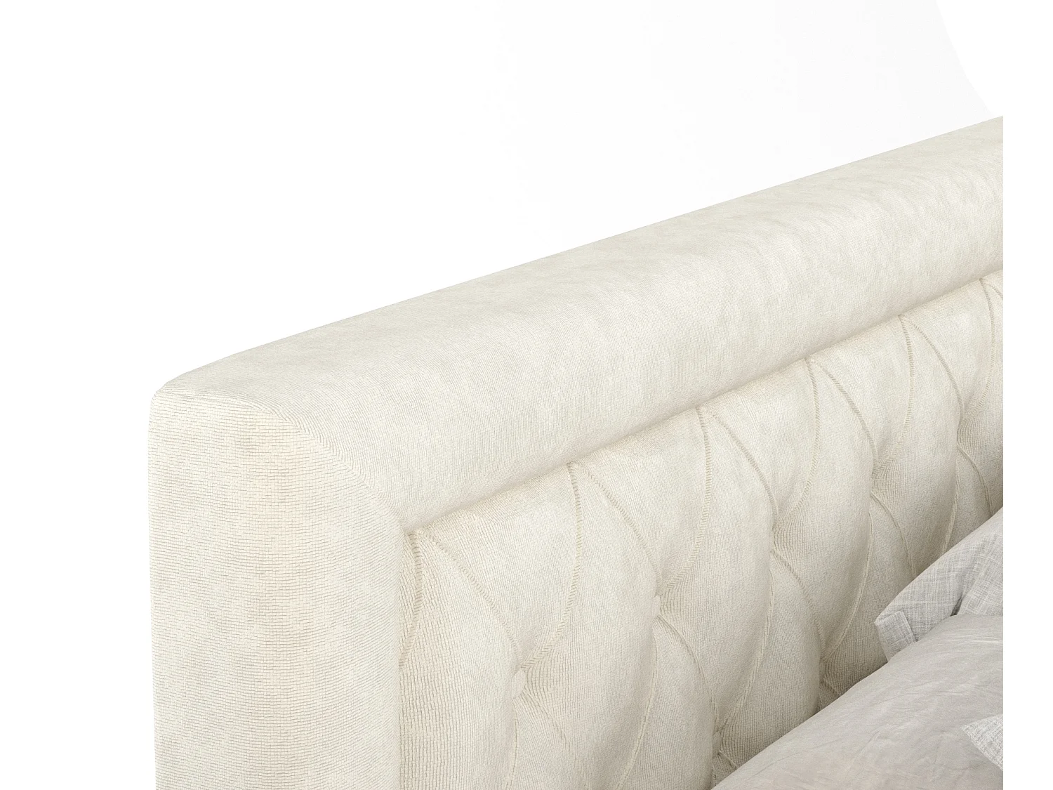 Boxspringbett aus Samtstoff Lavello - Matratze - Toppermatratze - 180x200 cm - creme