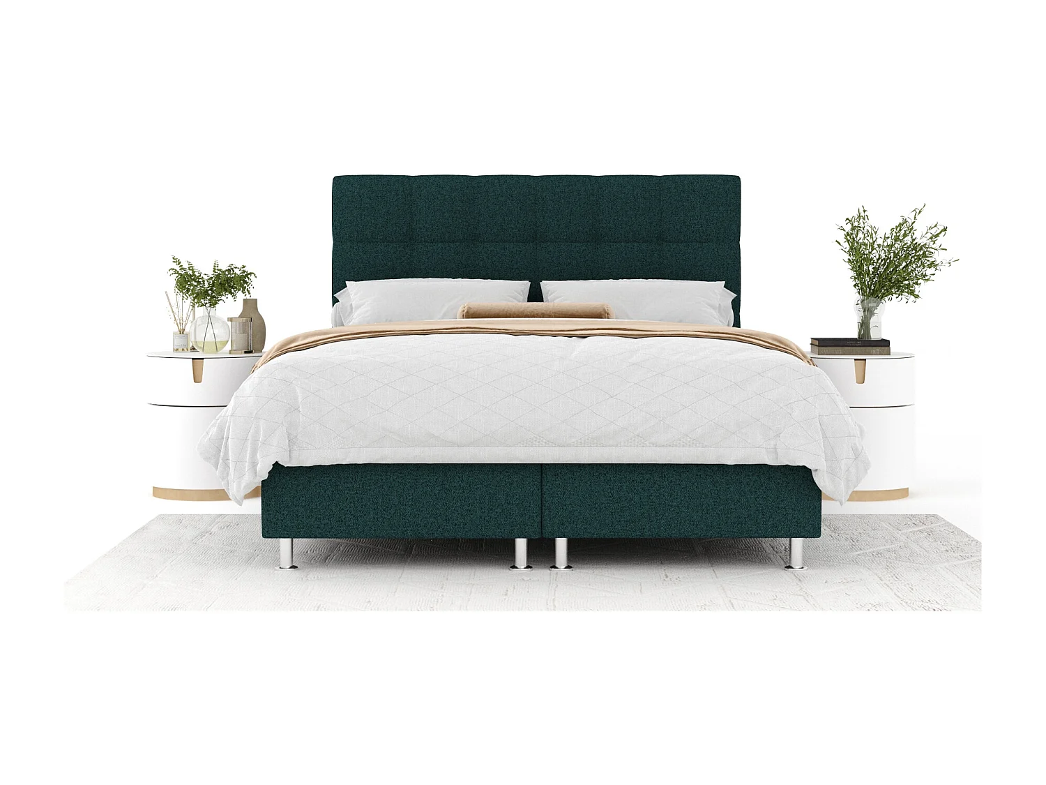 Boxspringbett aus Webstoff Chanton - Matratze - Toppermatratze - 180x200 cm - grün