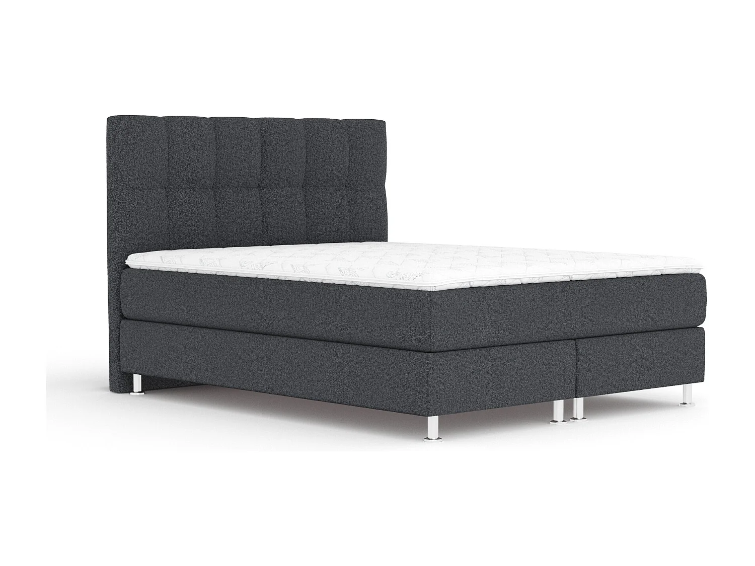 Lit boxspring en toile tissée Elisio - matelas - surmatelas - 160x200 cm - noir