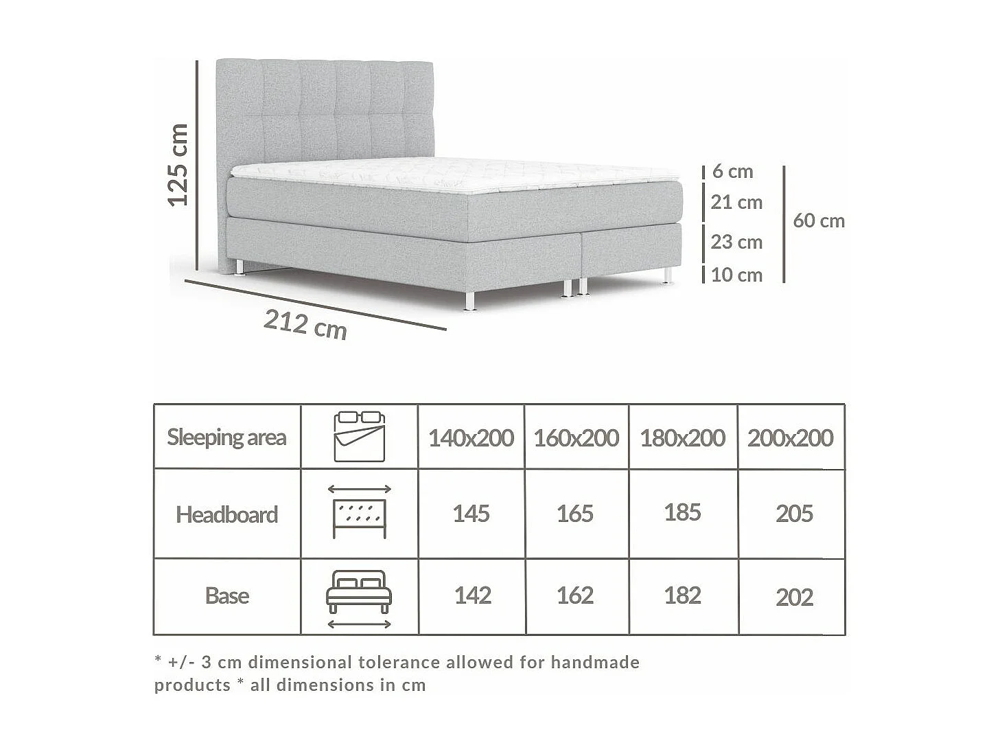 Lit boxspring en toile tissée Elisio - matelas - surmatelas - 160x200 cm - noir