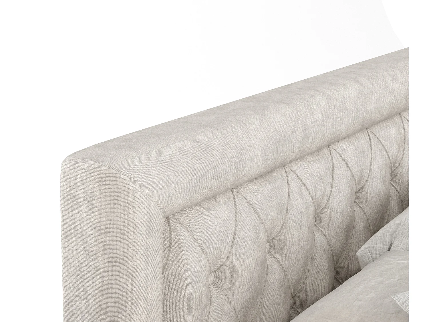 Lit boxspring en tissu velours Lavello - matelas - surmatelas - 140x200 cm - beige clair