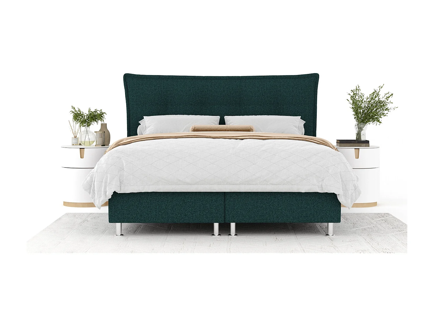 Lit boxspring en toile tissée Minori - matelas - surmatelas - 140x200 cm - vert