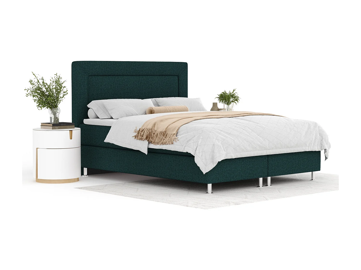 Lit boxspring en toile tissée Laguno - matelas - surmatelas - 140x200 cm - vert