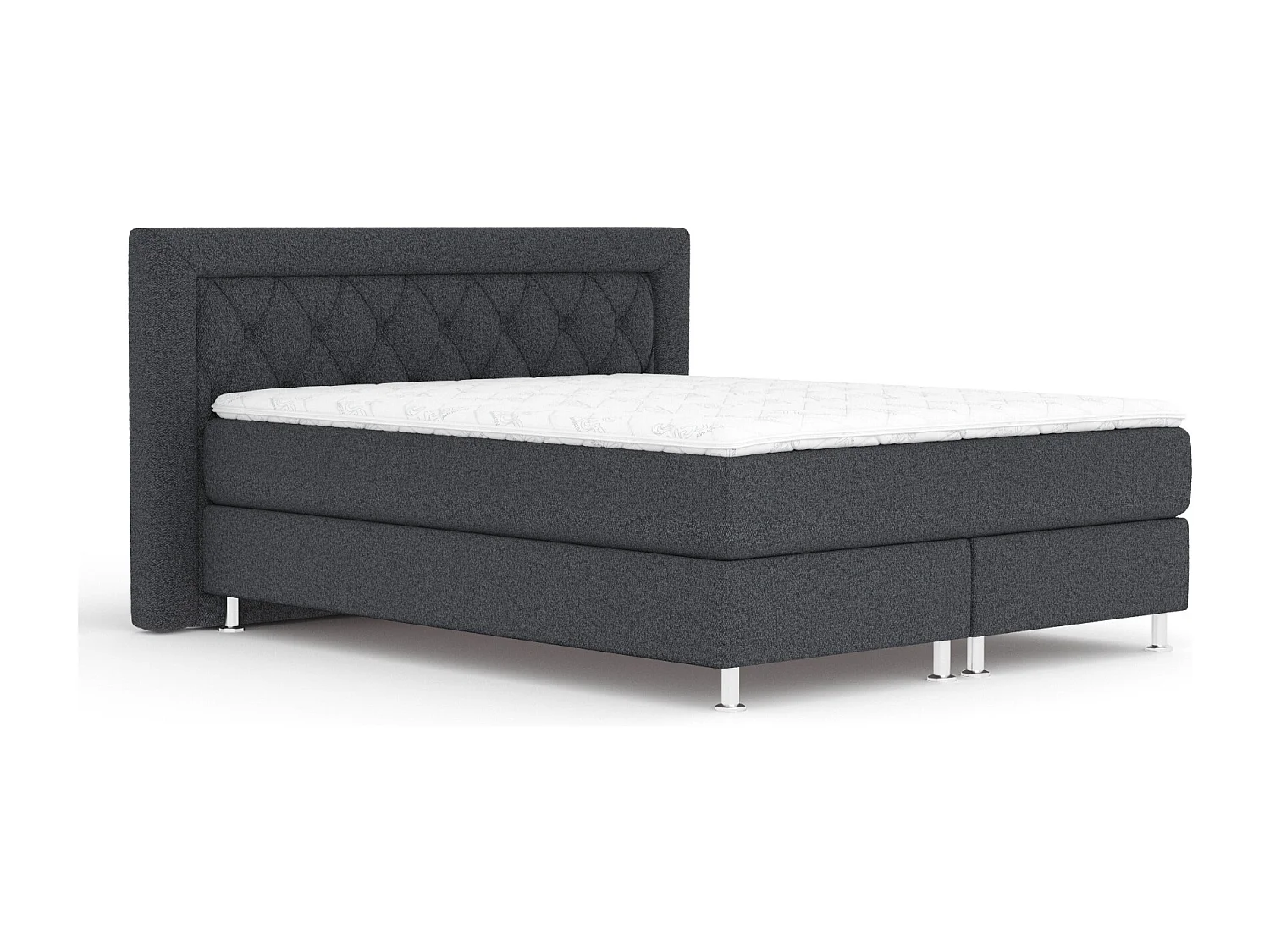 Boxspringbett aus Webstoff Lavello - Matratze - Toppermatratze - 160x200 cm - schwarz