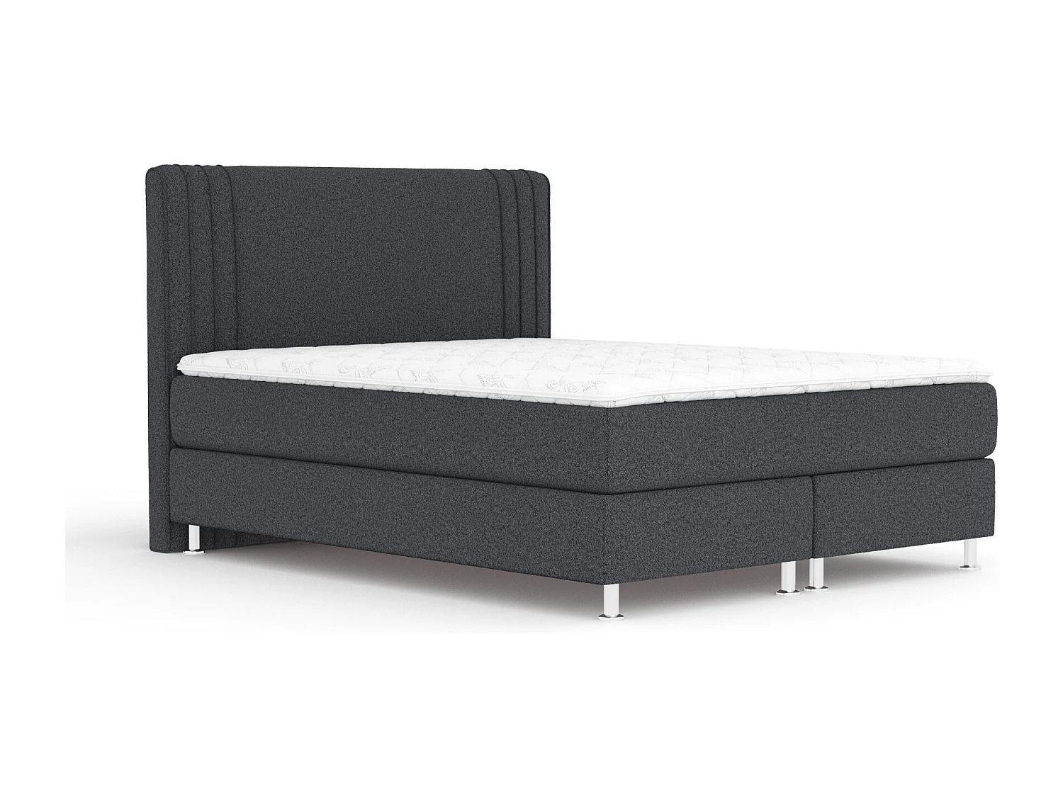 Boxspringbett aus Webstoff Casone - Matratze - Topper - 140x200 cm - schwarz
