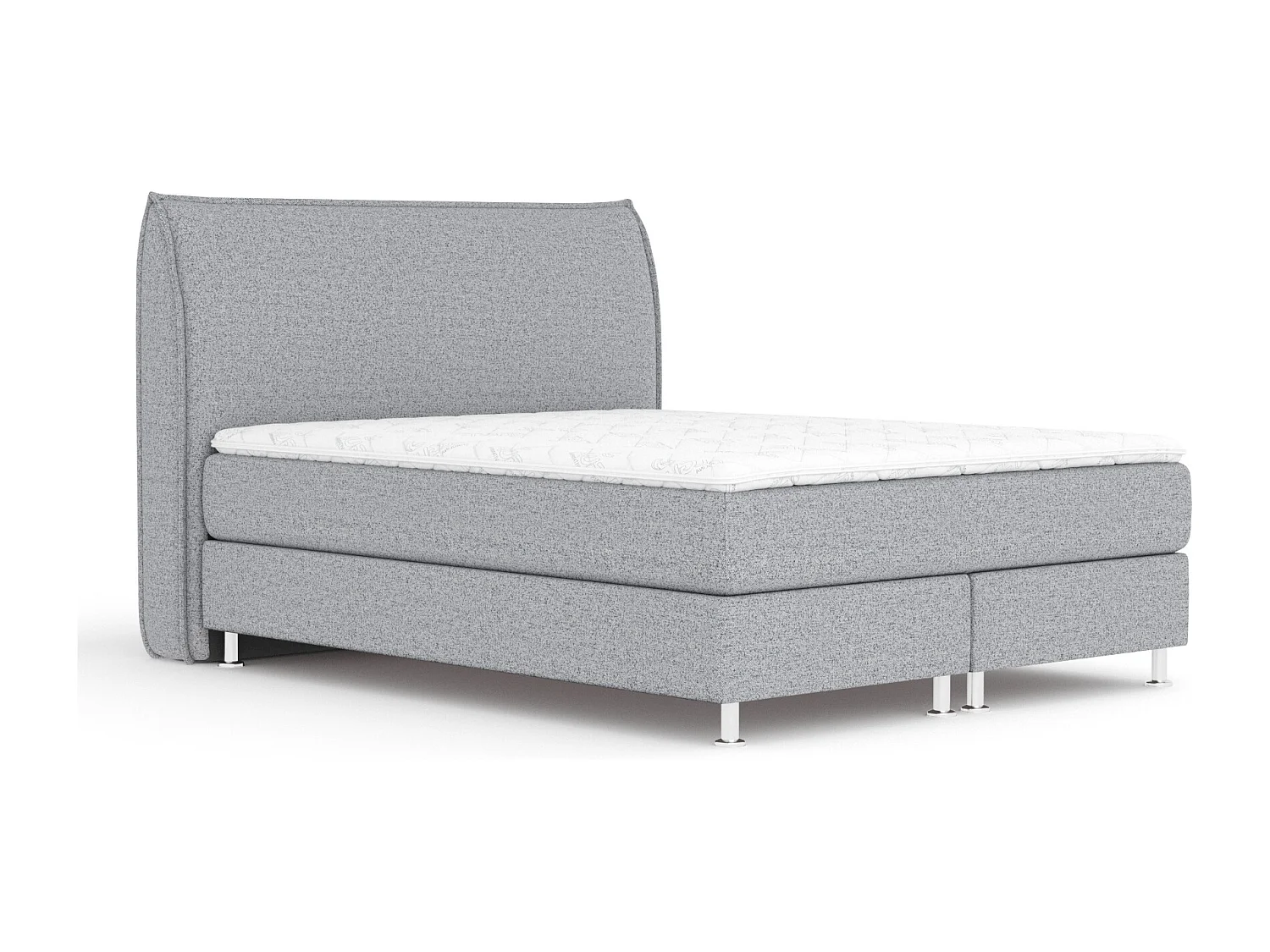 Lit boxspring en toile tissée Chermin - matelas - surmatelas - 180x200 cm - gris