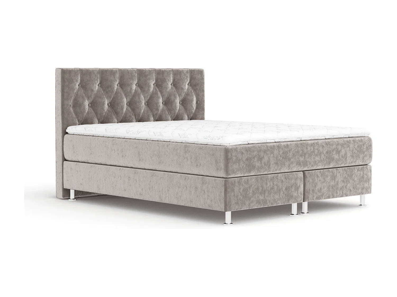 Boxspringbett aus Samtstoff Excelsior - Matratze - Toppermatratze - 180x200 cm - taupe