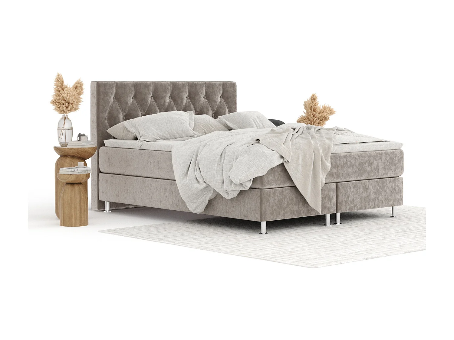 Boxspringbett aus Samtstoff Excelsior - Matratze - Toppermatratze - 180x200 cm - taupe