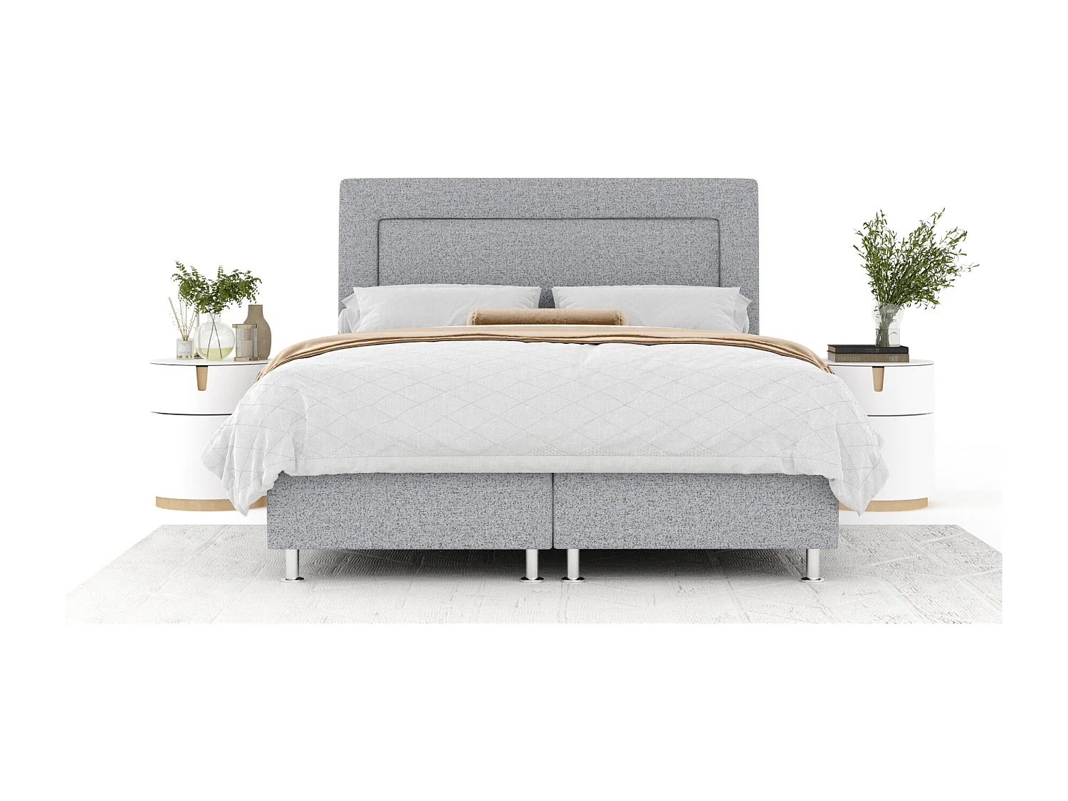 Lit boxspring en toile tissée Laguno - matelas - surmatelas - 200x200 cm - gris