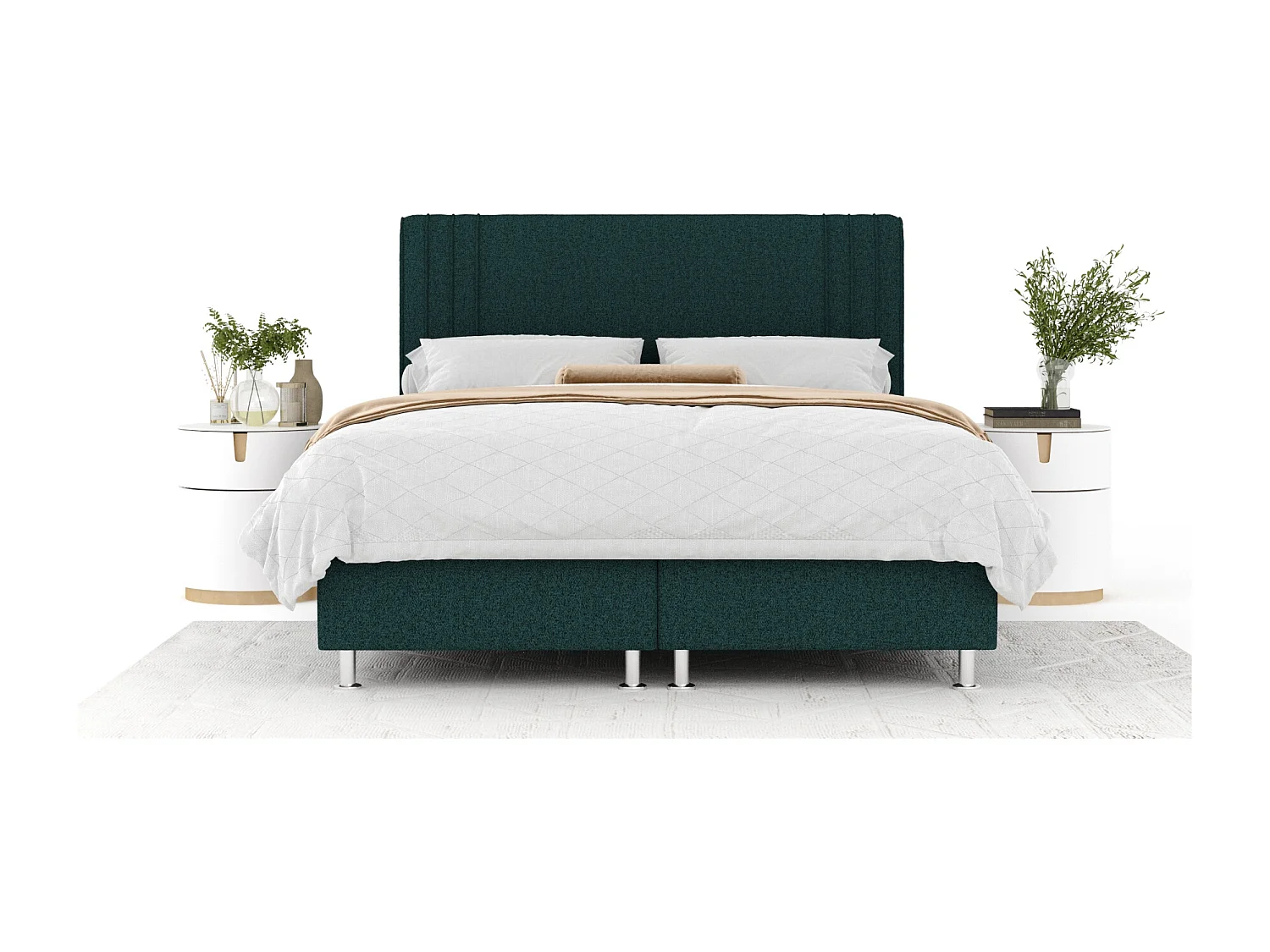 Boxspringbett aus Webstoff Casone - Matratze - Topper - 180x200 cm - grün