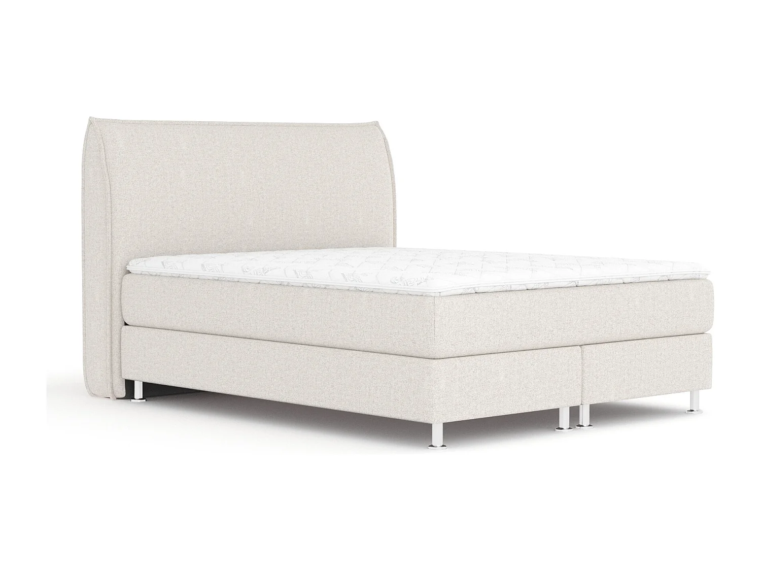 Boxspringbett aus Webstoff Chermin - Matratze - Toppermatratze - 200x200 cm - beige