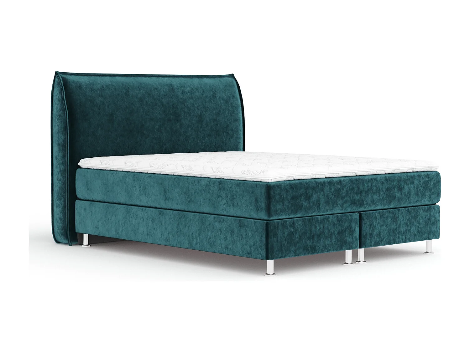 Lit boxspring en tissu velours Chermin - matelas - surmatelas - 180x200 cm - turquoise