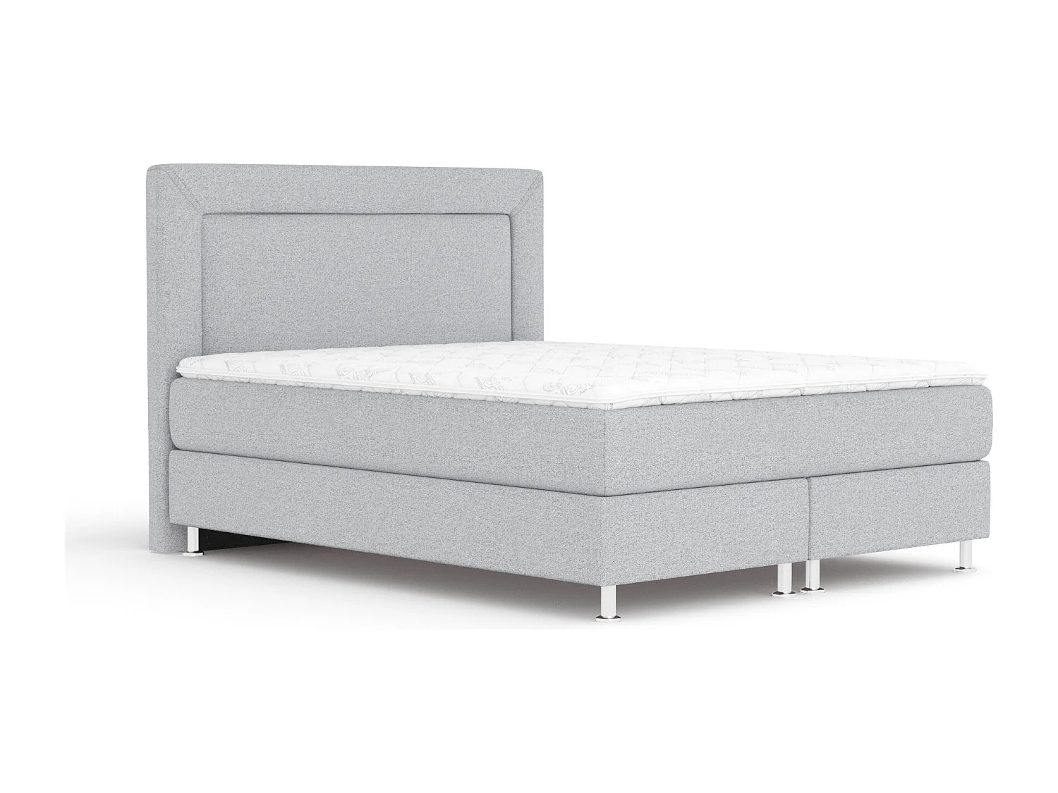 Boxspringbett aus Webstoff Laguno - Matratze - Toppermatratze - 160x200 cm - hellgrau