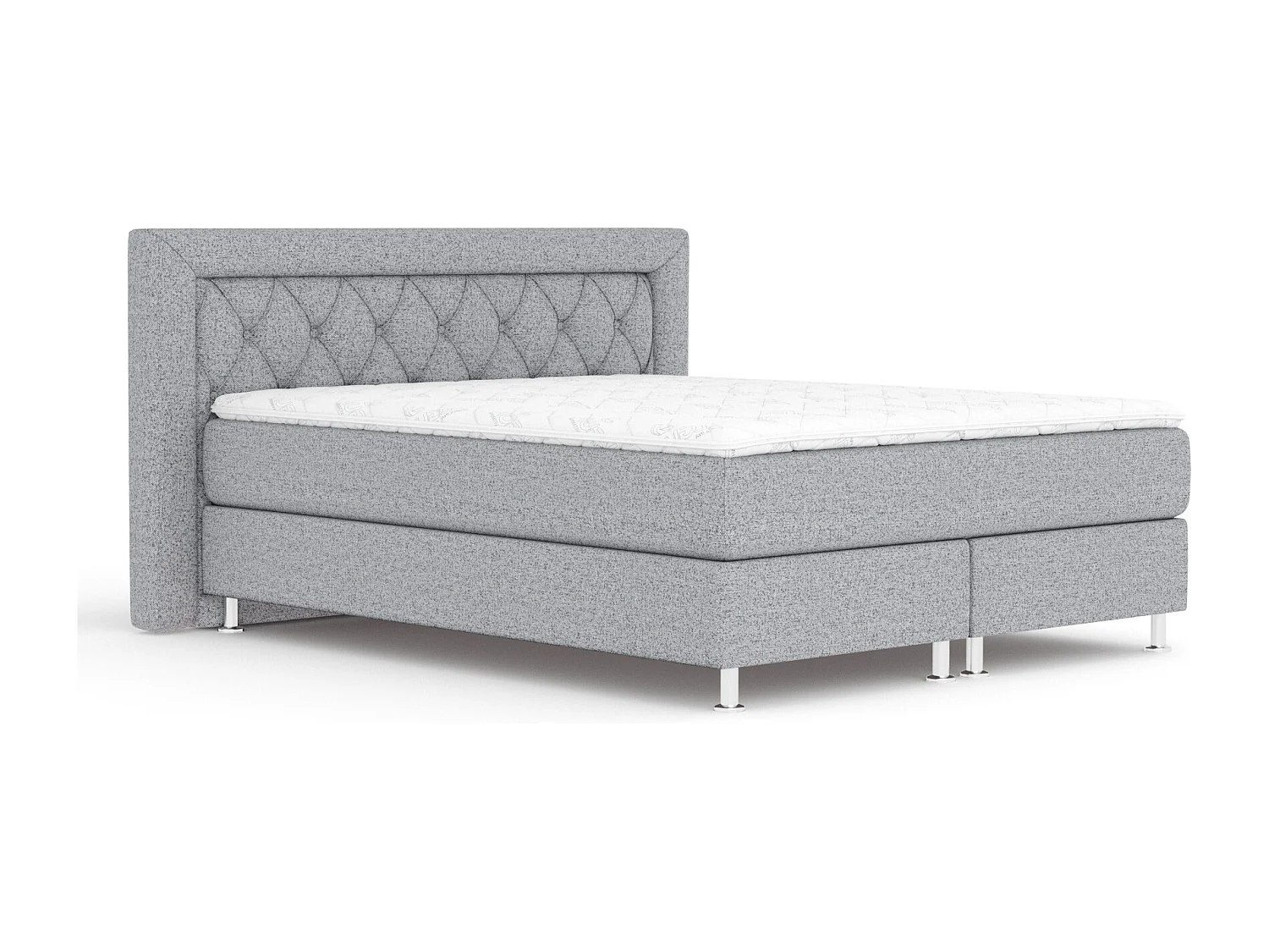 Boxspringbett aus Webstoff Lavello - Matratze - Toppermatratze - 200x200 cm - grau