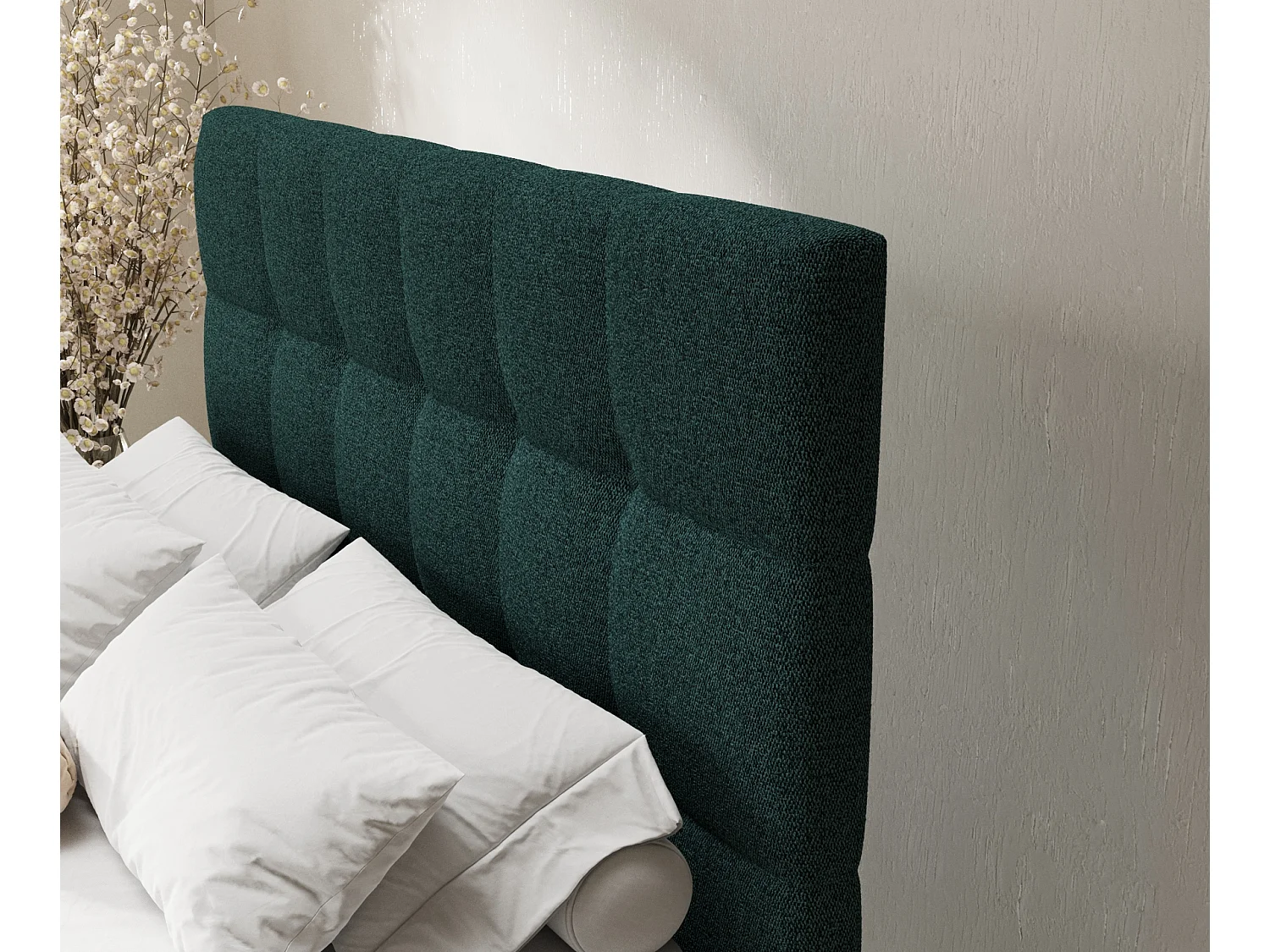 Lit boxspring en toile tissée Chanton - matelas - surmatelas - 160x200 cm - vert