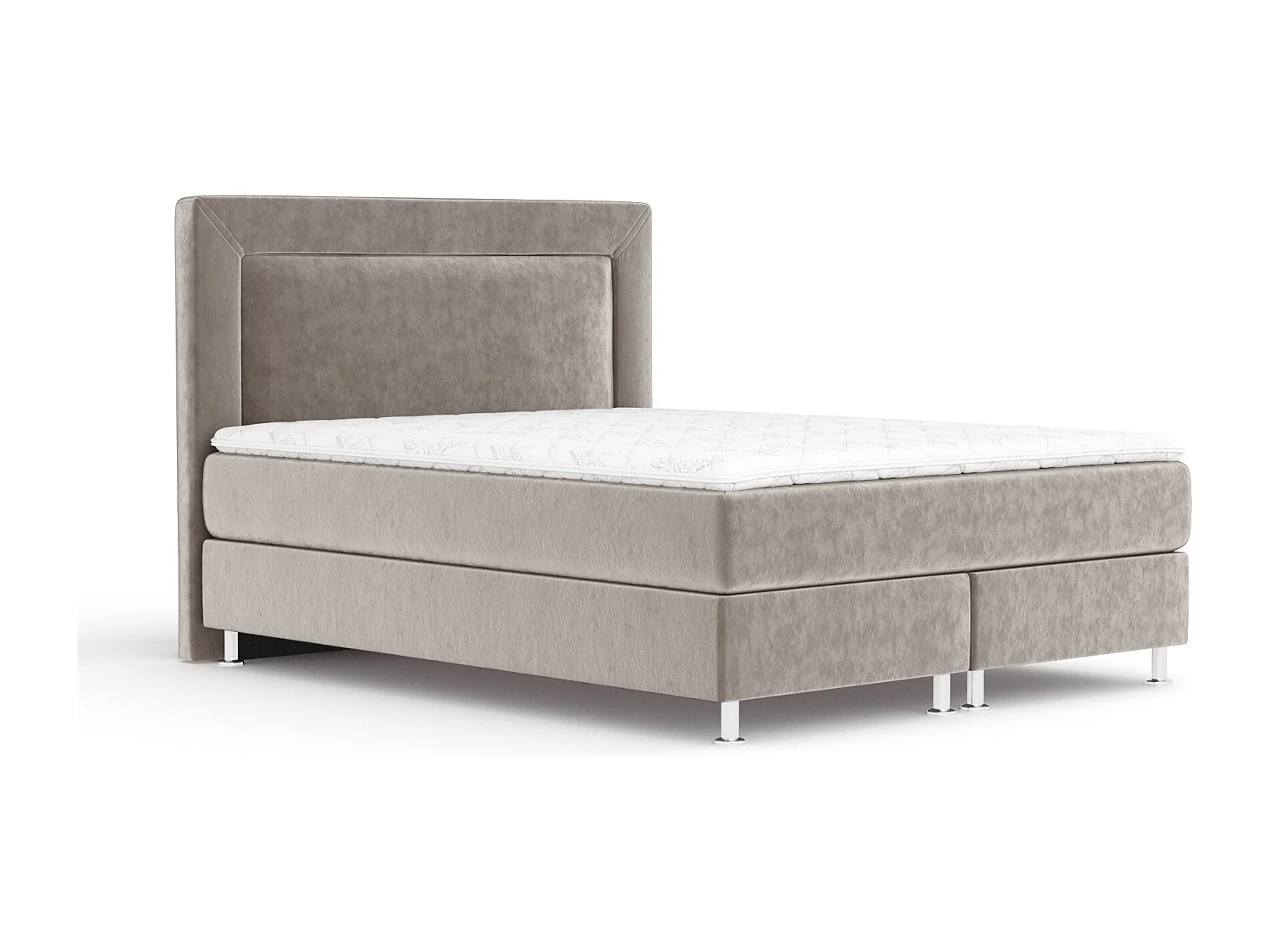 Lit boxspring en tissu velours Laguno - matelas - surmatelas - 180x200 cm - taupe