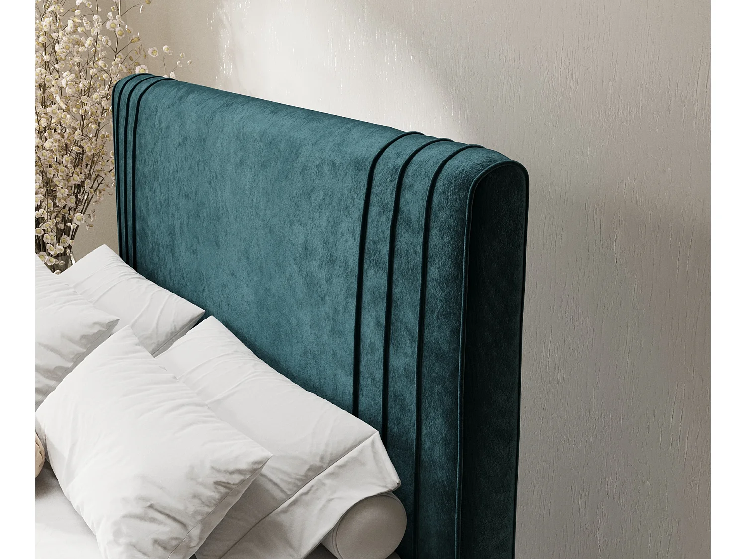 Boxspringbett aus Samtstoff Casone - Matratze - Topper - 180x200 cm - türkisfarben