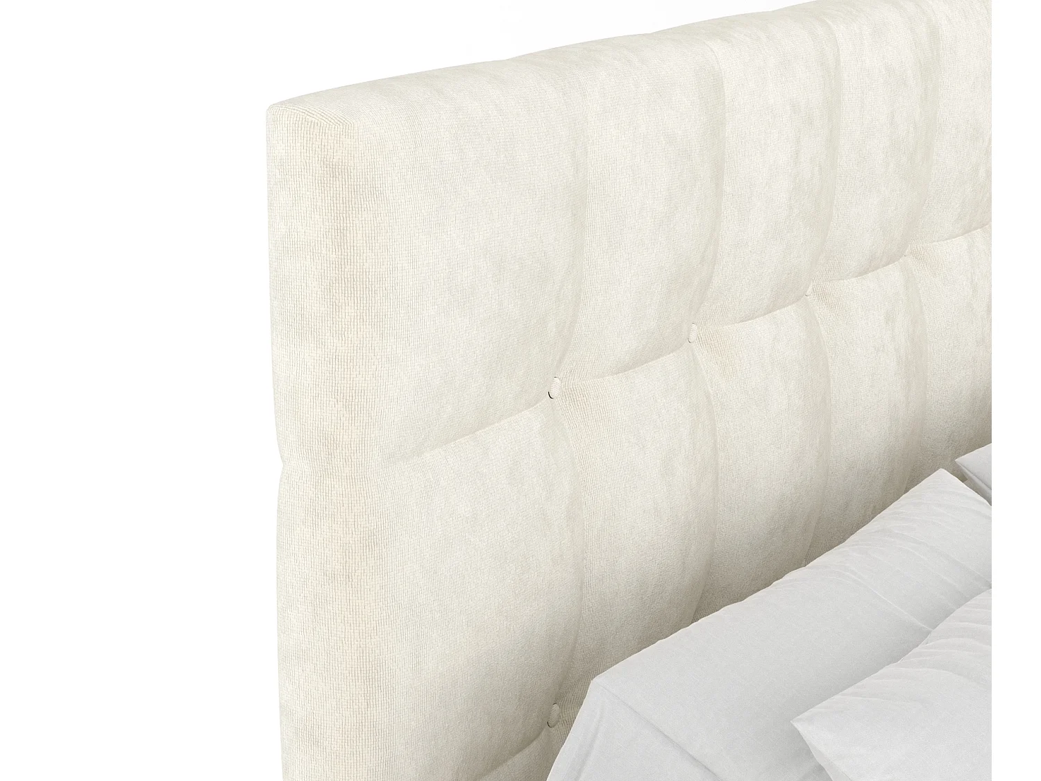 Boxspringbett aus Samtstoff Chanton - Matratze - Toppermatratze - 140x200 cm - creme