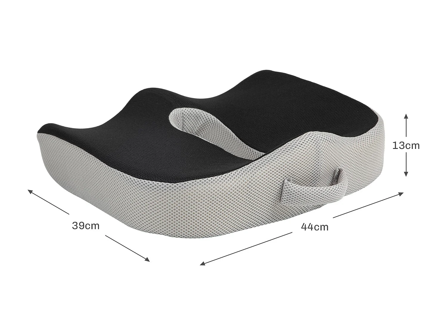 Almofada de Assento HOMCOM em Espuma de Viscoelástica com Base Antiderrapante - 44x39x13 cm em Preto