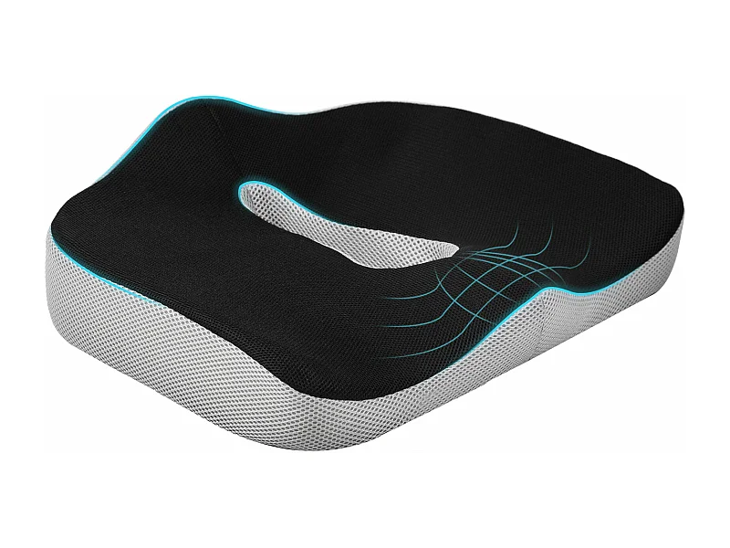 Almofada de Assento HOMCOM em Espuma de Viscoelástica com Base Antiderrapante - 44x39x13 cm em Preto