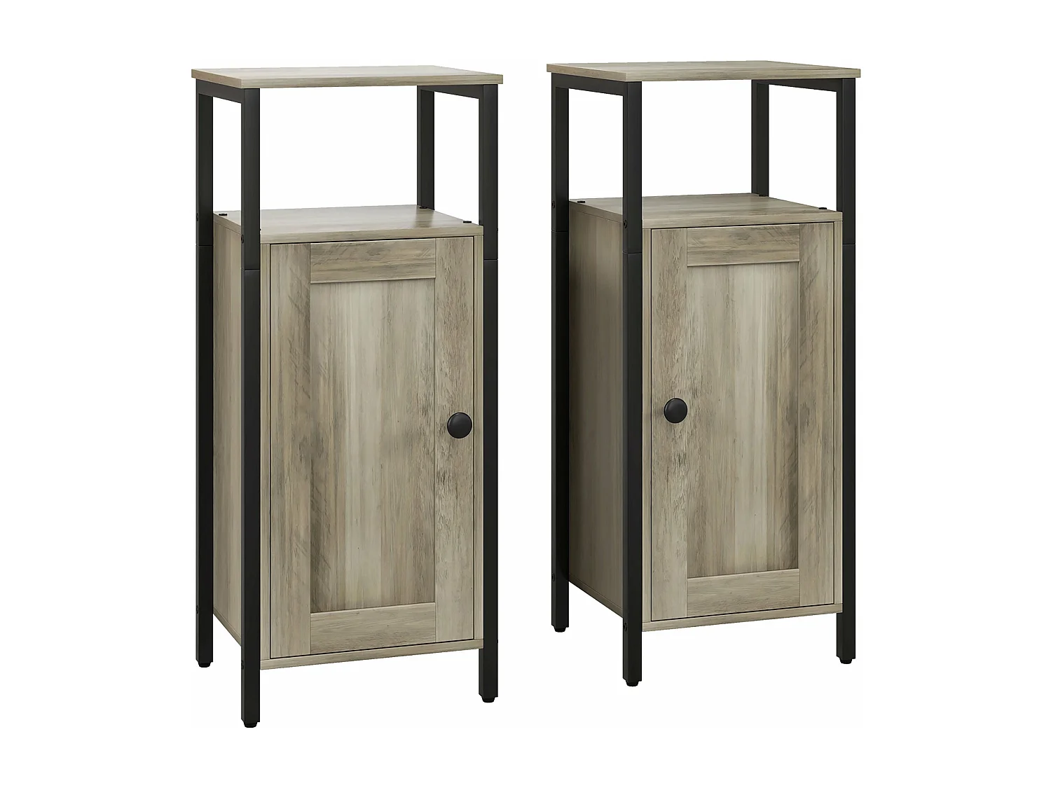 Conjunto de Mesas Auxiliares HOMCOM: Estilo Industrial com Porta Magnética e Prateleira Ajustável