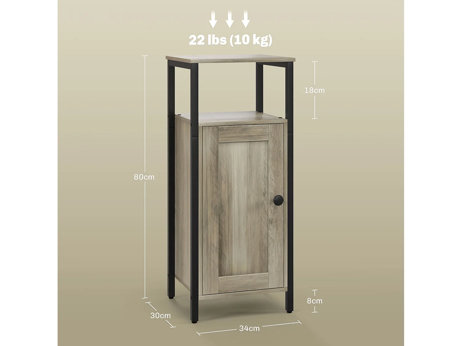 Conjunto de Mesas Auxiliares HOMCOM: Estilo Industrial com Porta Magnética e Prateleira Ajustável