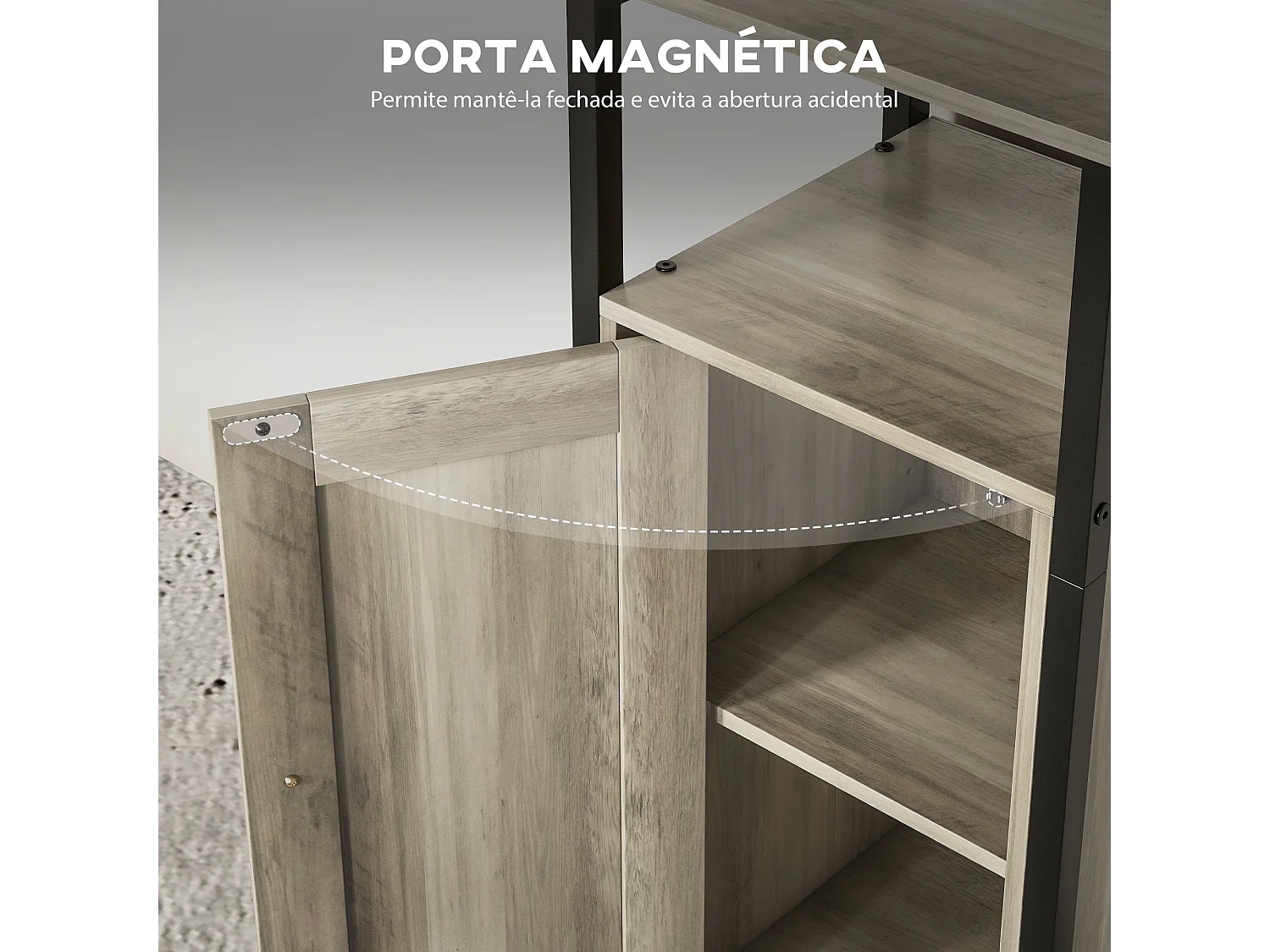 Conjunto de Mesas Auxiliares HOMCOM: Estilo Industrial com Porta Magnética e Prateleira Ajustável
