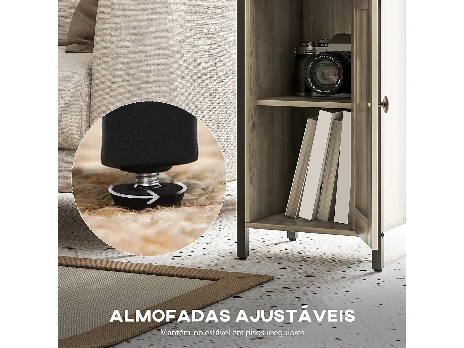 Conjunto de Mesas Auxiliares HOMCOM: Estilo Industrial com Porta Magnética e Prateleira Ajustável